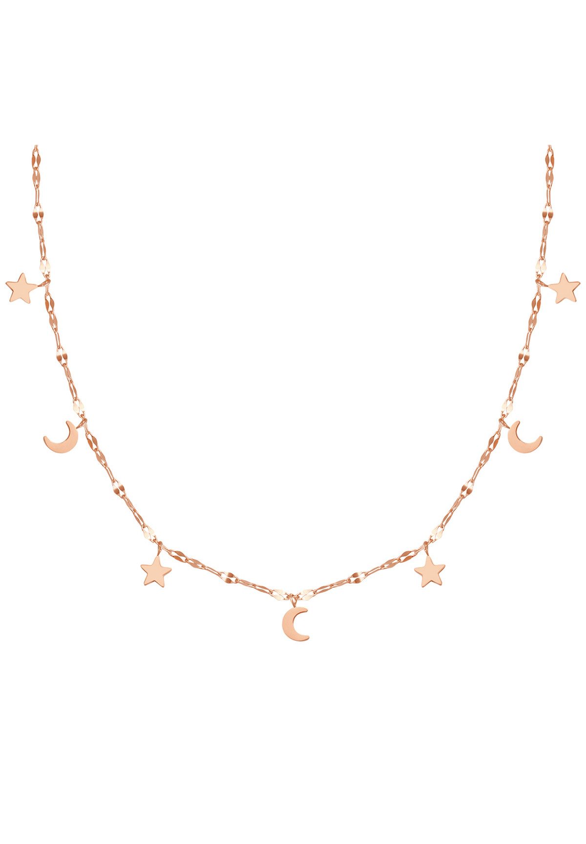 Hey Happiness Kette mit Anhänger Mond Stern hängend, vergoldet 18K Roségold günstig online kaufen