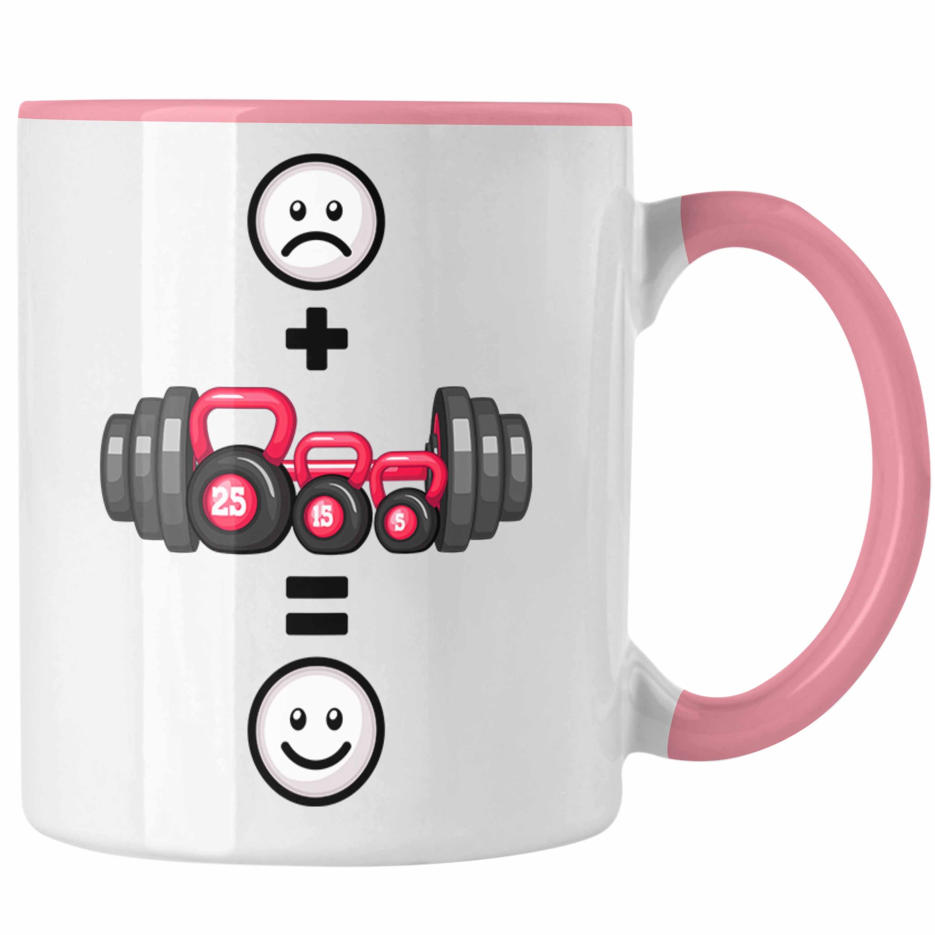 Trendation Tasse Gym Tasse Geschenk für Bodybuilder Lustige Geschenkidee :(Gewichte Rosa