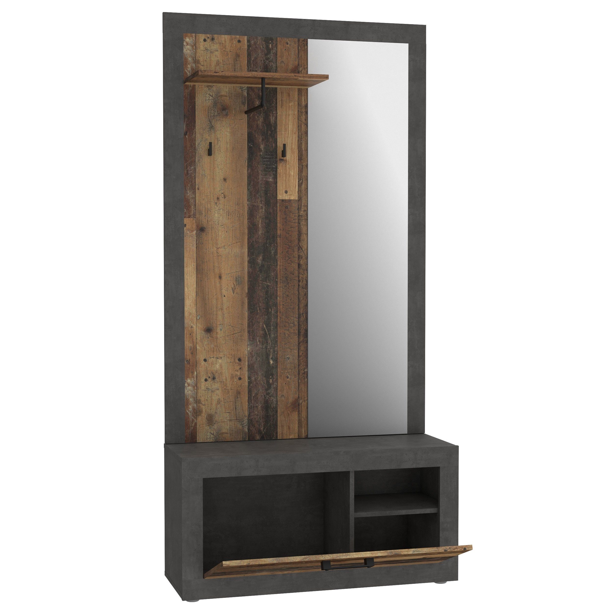 Newroom Garderobe Betonoptik 93 cm, Garderobe Betonoptik Modern Garderoben Set Flurmöbel Flur
