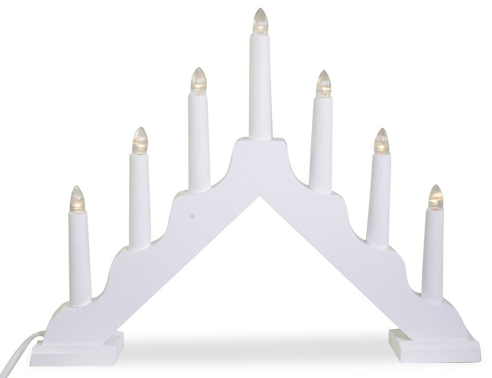 RIFFELMACHER & WEINBERGER LED Lichterbogen "Adventsleuchter" aus Holz mit 7 warmweißen Kerzenlichtern 40x5x30cm - Advent Weihnachtsdekoration