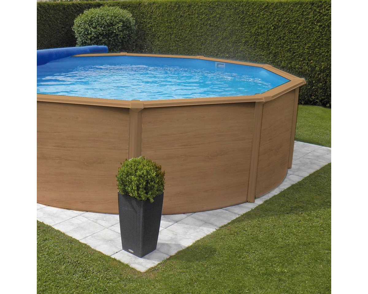 Thumbnail - KWAD Rundpool Wood Design, inkl. Sicherheitsleiter und Zubehör (Set, 5-tlg), 5-tlg., H: 132 cm, sandfarbene Innenfolie