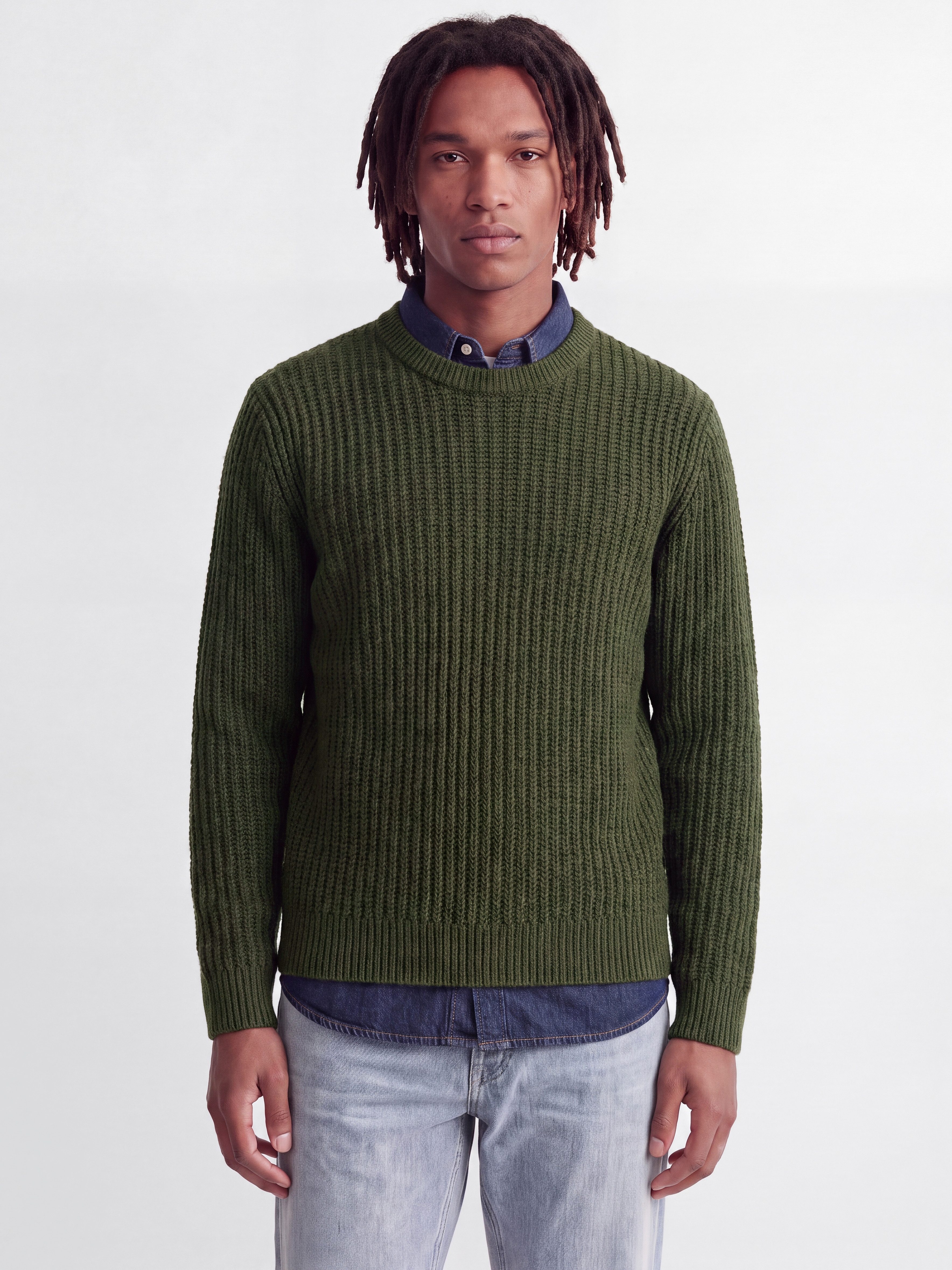 Jack & Jones Rundhalspullover JJJAXON KNIT CREW NECK Materialmix, normal geschnitten