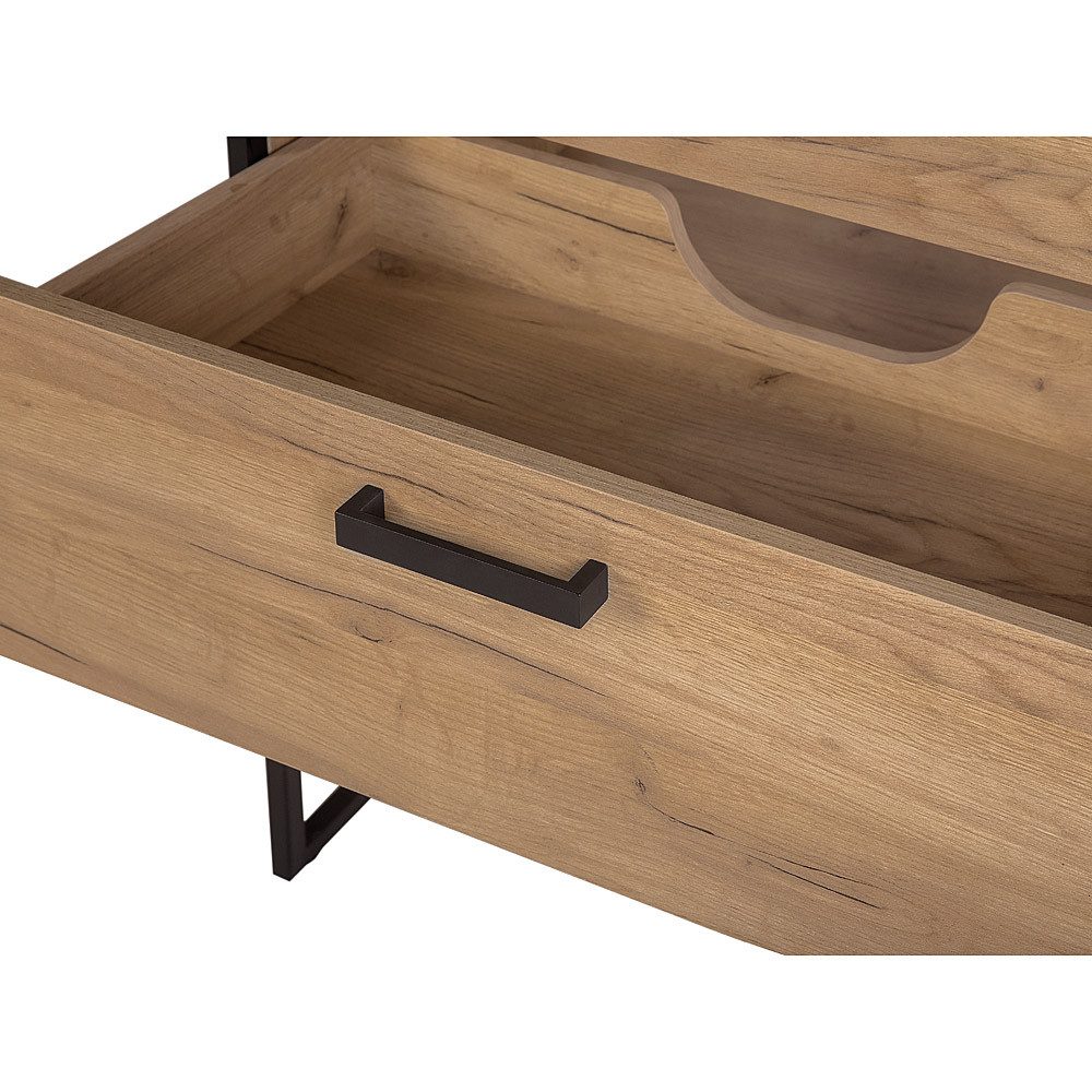 Lomadox Waschtisch MANHATTAN-56, Gold Craft Oak Eiche schwarz 60/85/46cm