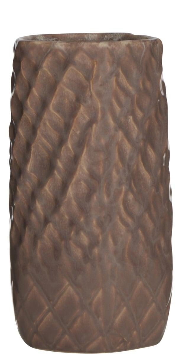 INNA-Glas Dekovase Vase Davine aus Keramik, Maserung, Terracotta, 20cm, Ø11cm