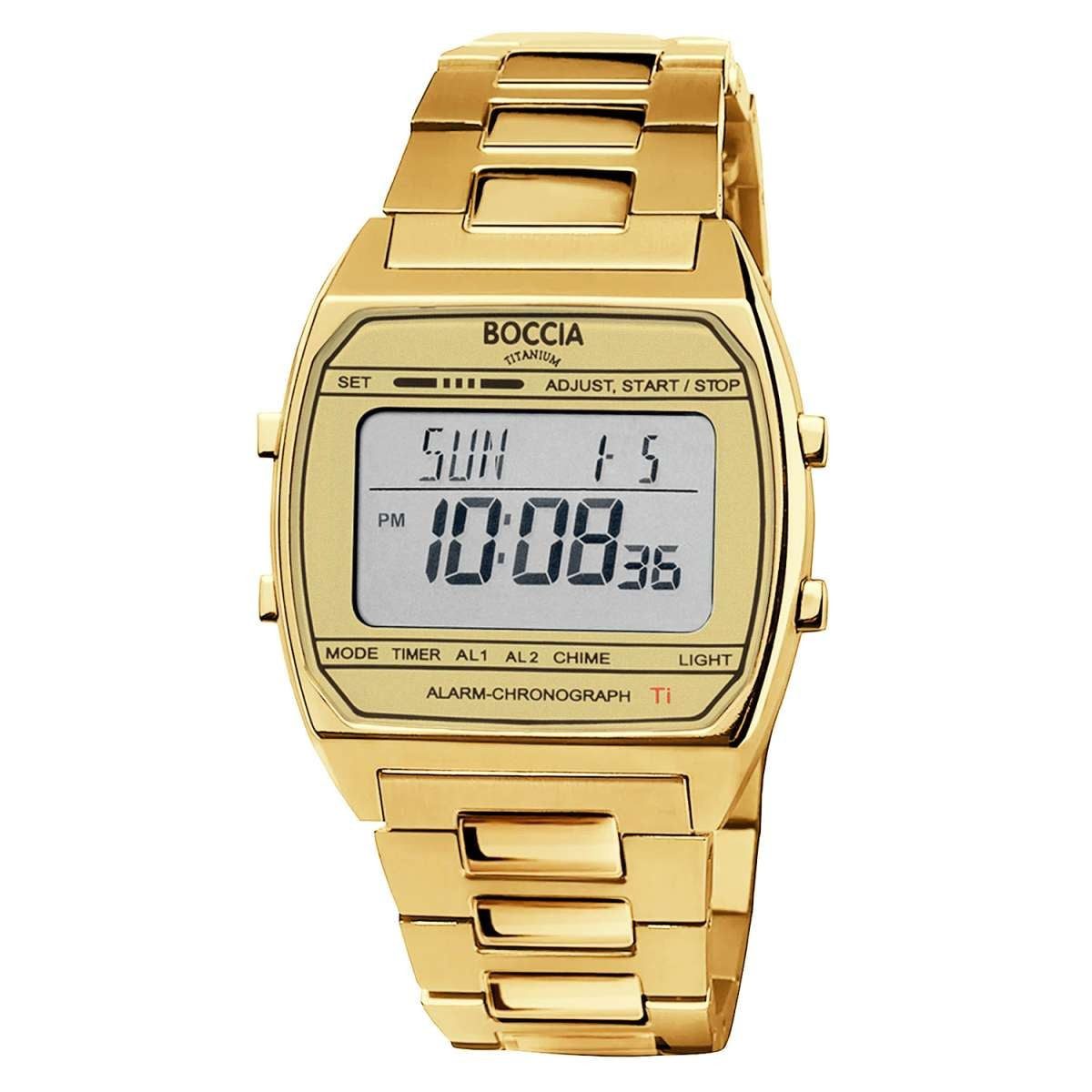 Boccia Digitaluhr 3738-08, in Unisexgröße Titan Goldfarben