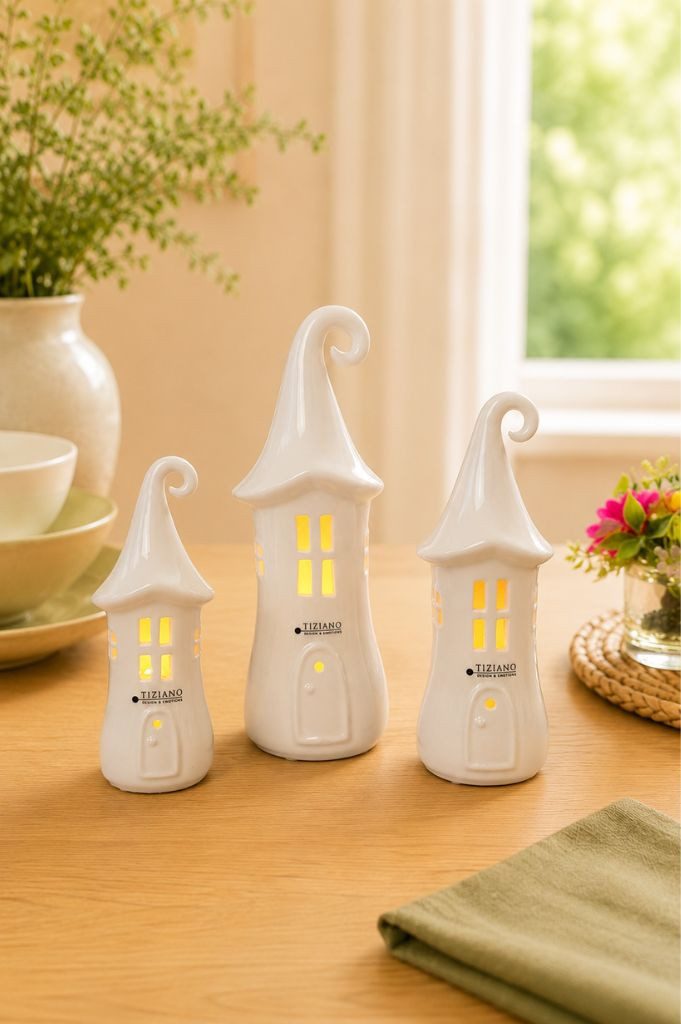 TIZIANO - DESIGN & EMOTIONS Dekofigur Lichhaus Malva LED creme-weiß