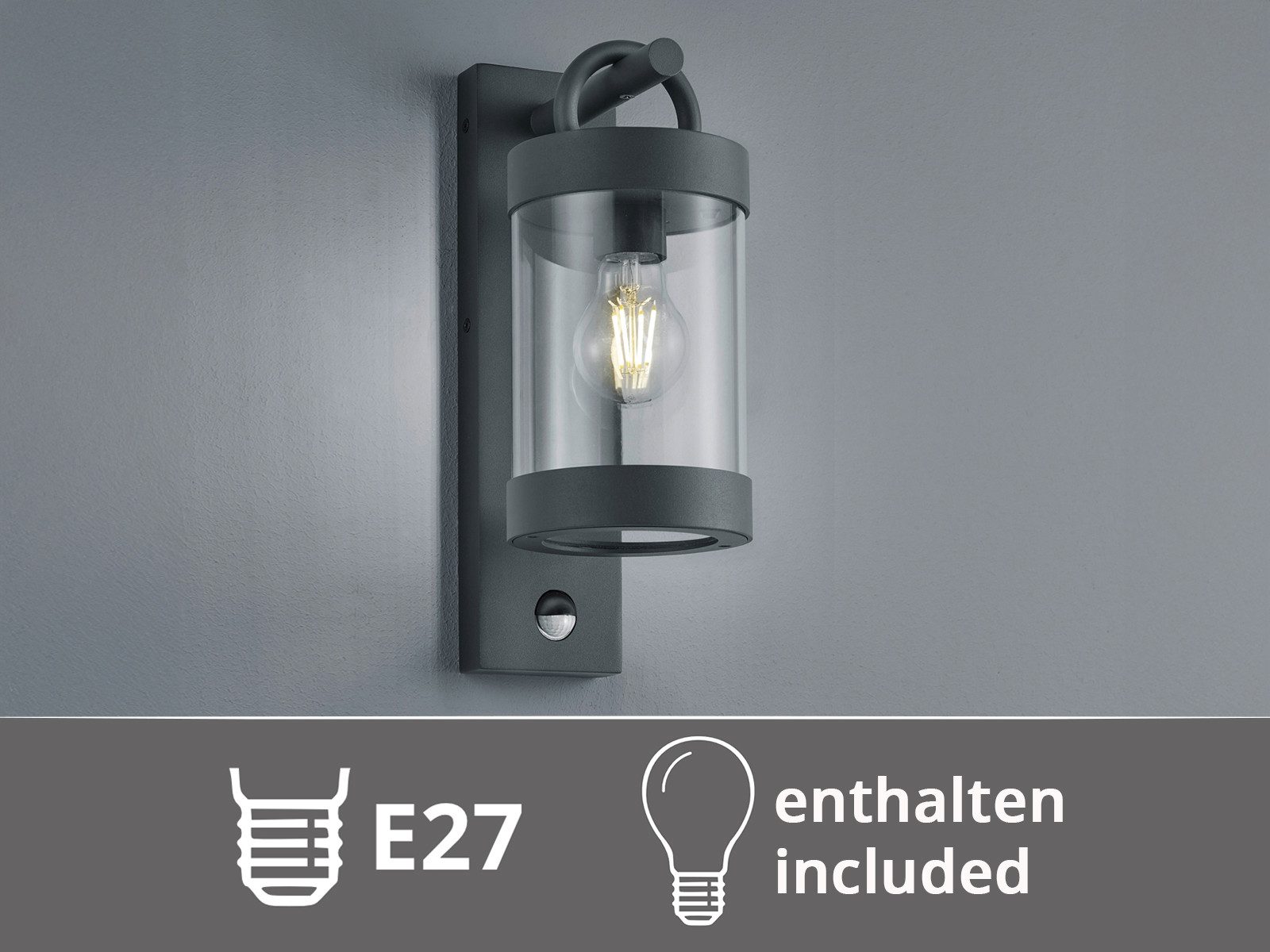 TRIO Leuchten LED Außen-Wandleuchte mit Bewegungsmelder, Höhe 33cm, Bewegungssensor, LED wechselbar, Warmweiß, Landhaus-Stil Wand Außenleuchte, Fassadenbeleucht – Bild 5 von 5