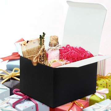 Belle Vous Geschenkbox Schwarze Geschenkboxen (50 Stück) - 12x12x9cm, Schwarze Karton-Geschenkboxen (50 Stk) - 12x12x9cm, Kraftpapierdeckel