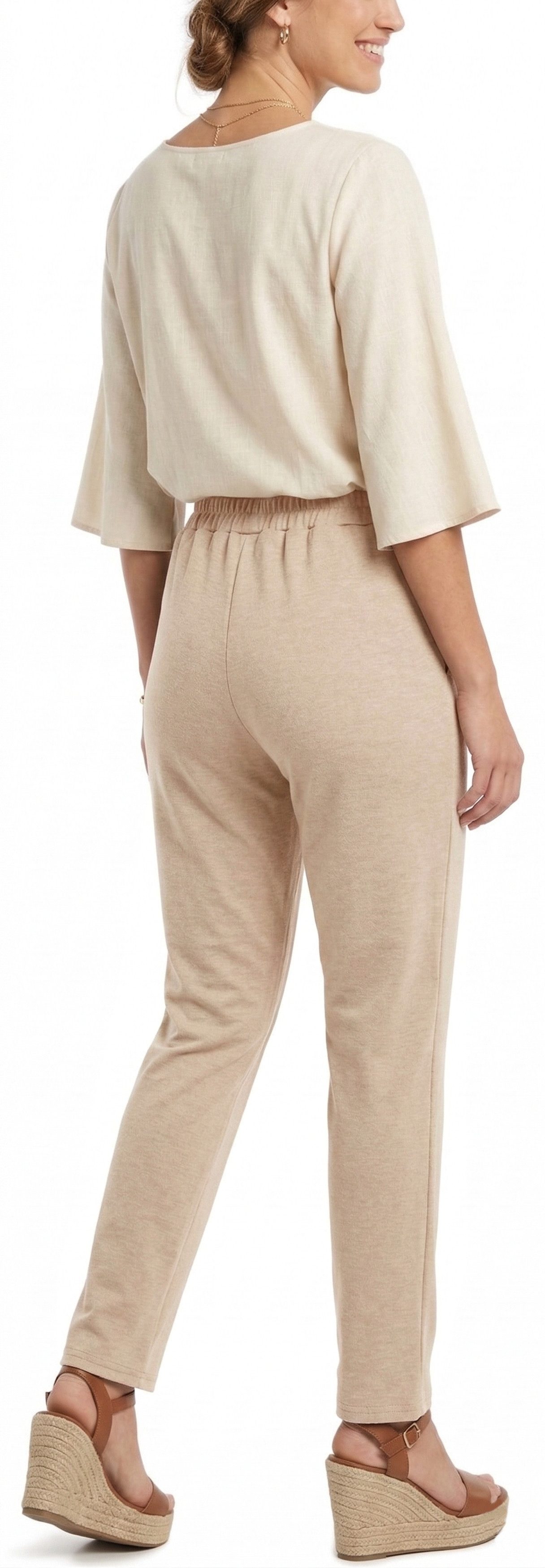dy_mode Schlupfhose Damen Stoffhose Wickel-Optik High-Waist Schlupfhose in Unifarbe, High Waist, mit elastischem Bund