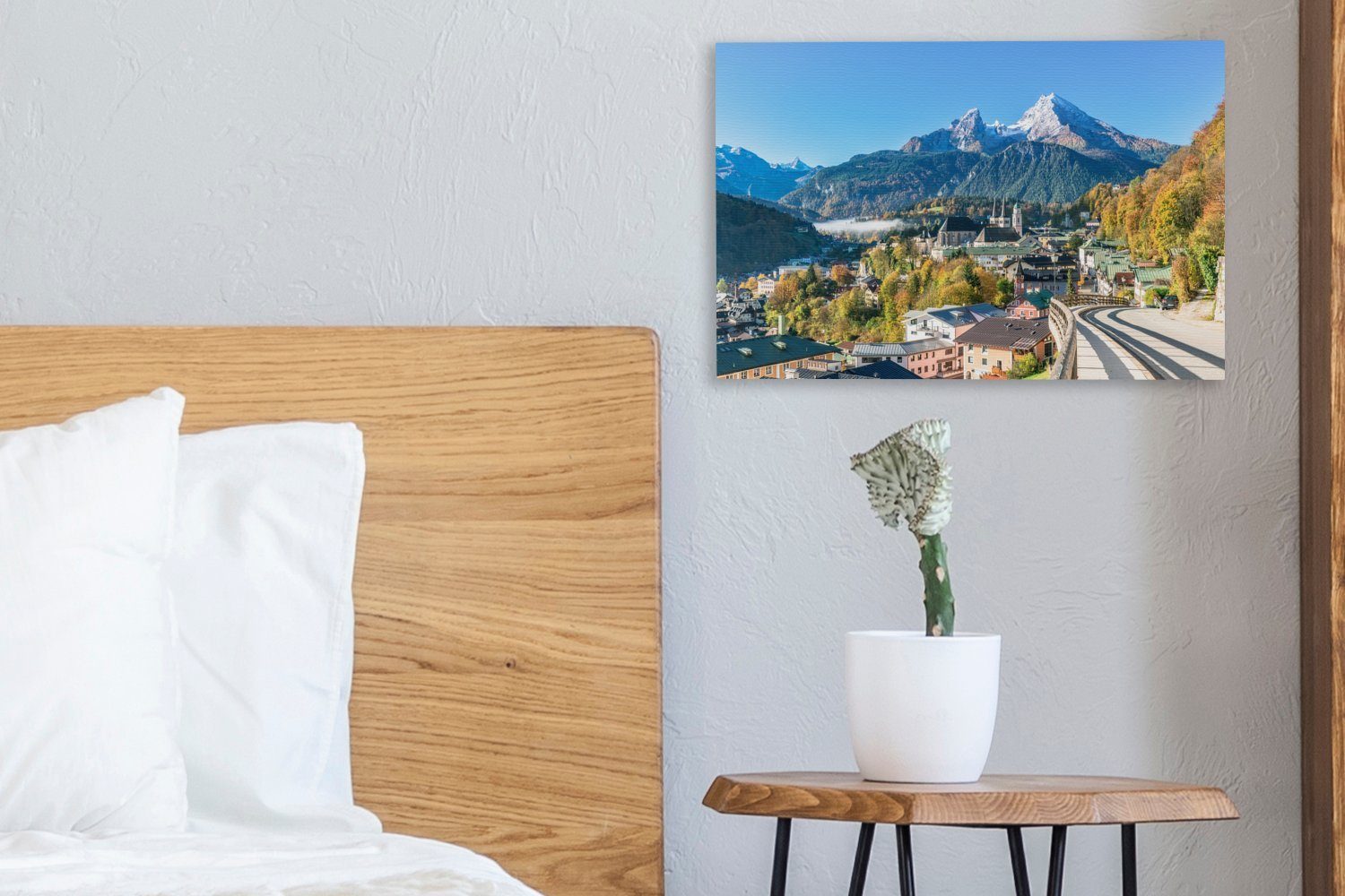 OneMillionCanvasses® Leinwandbild Blick auf Berchtesgaden mit dem Watzmann im Hintergrund, Deutschland, (1 St), Leinwand Bilder Klein, Wand Dekoration Aesthetic – Bild 4 von 5
