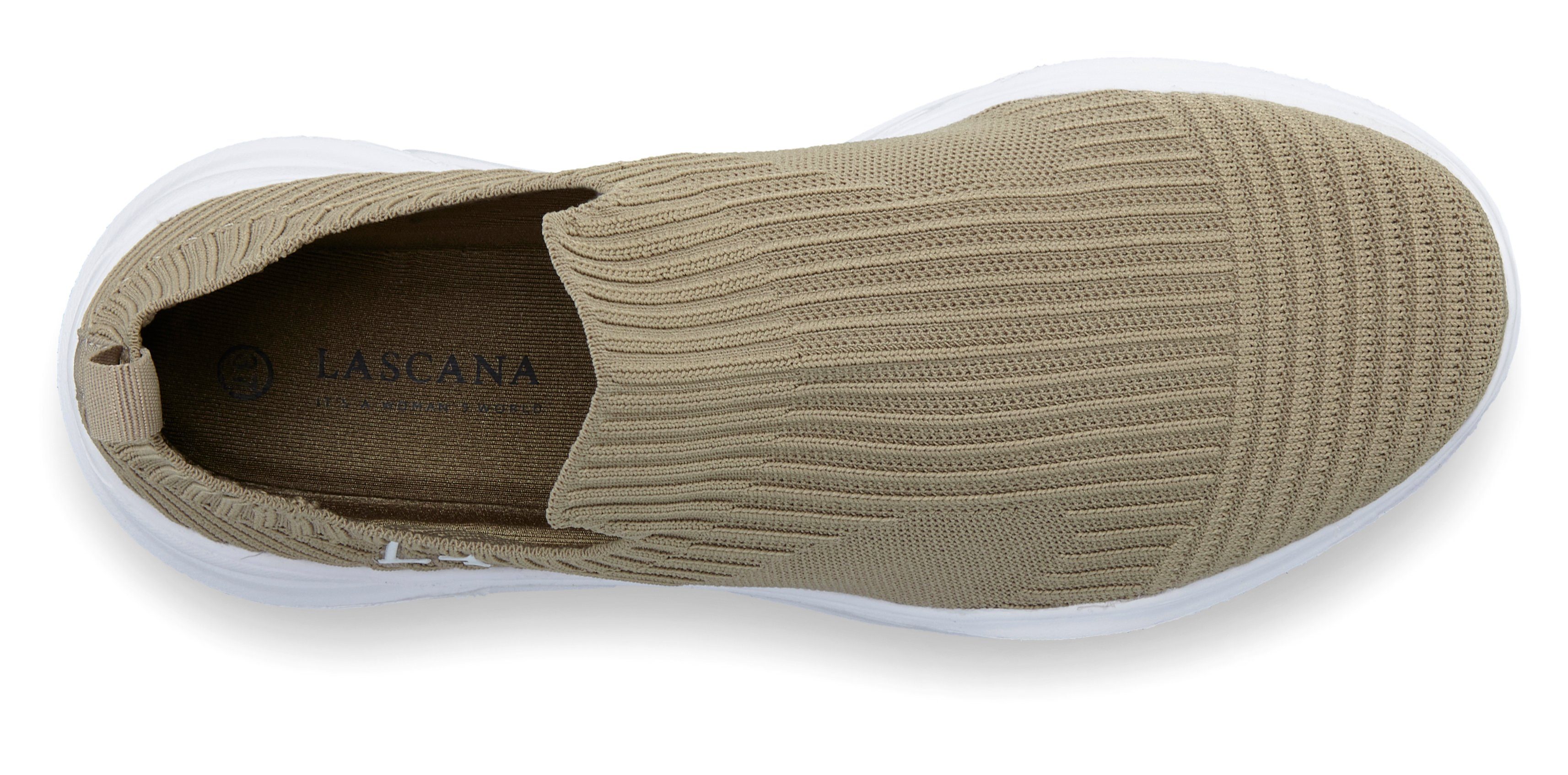 LASCANA Slip-On-Sneaker, Sneaker Halbschuh, Slipper, Freizeitschuh zum Reinschlüpfen VEGAN
