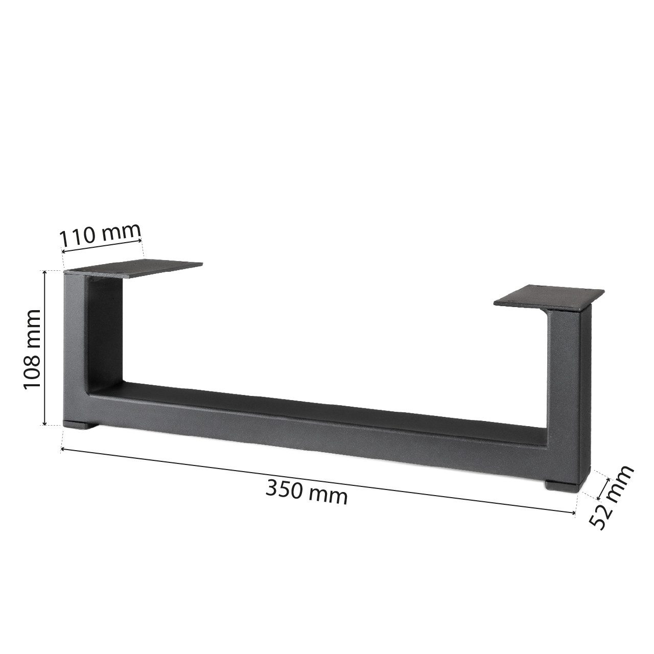 Prima-Online Möbelfuß Metalltischbein 35 cm – schwarz, pulverbeschichtet, modernes Möbelbein, (2-St) – Bild 2 von 5