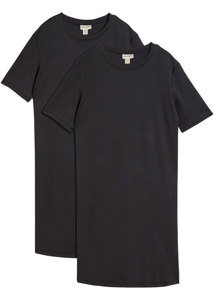 bonprix Shirtkleid (Packung, 2-tlg) für Alltag, mit Rundhalsausschnitt, Kurzarm, Oversize Passform