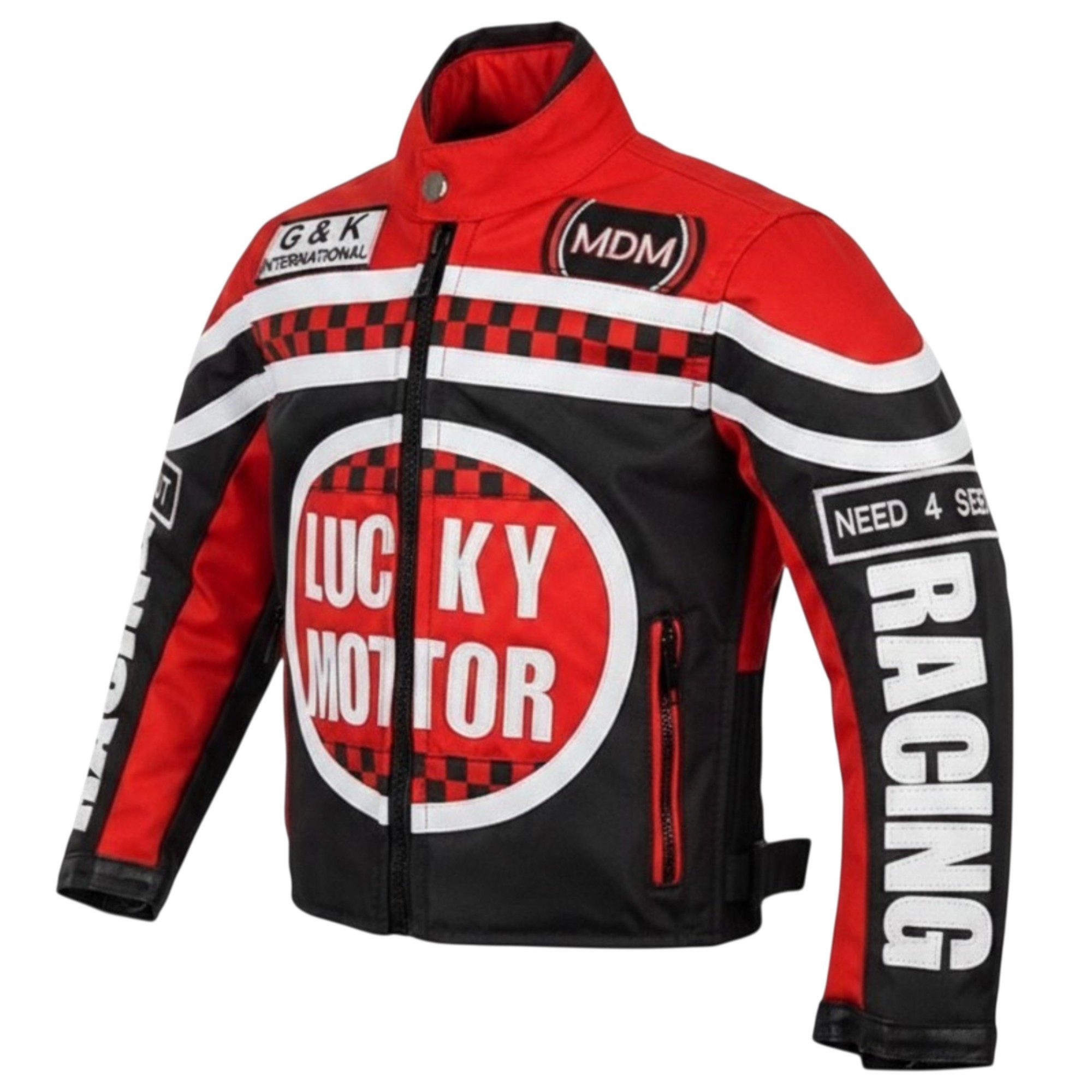 MDM Motorradjacke Kinder Motorradjacke Racing Stil mit Protektoren (Kinder Motorradjacke im Racing Stil mit Protektoren) Kinder Motorradjacke im Racing Stil, 500D Textil