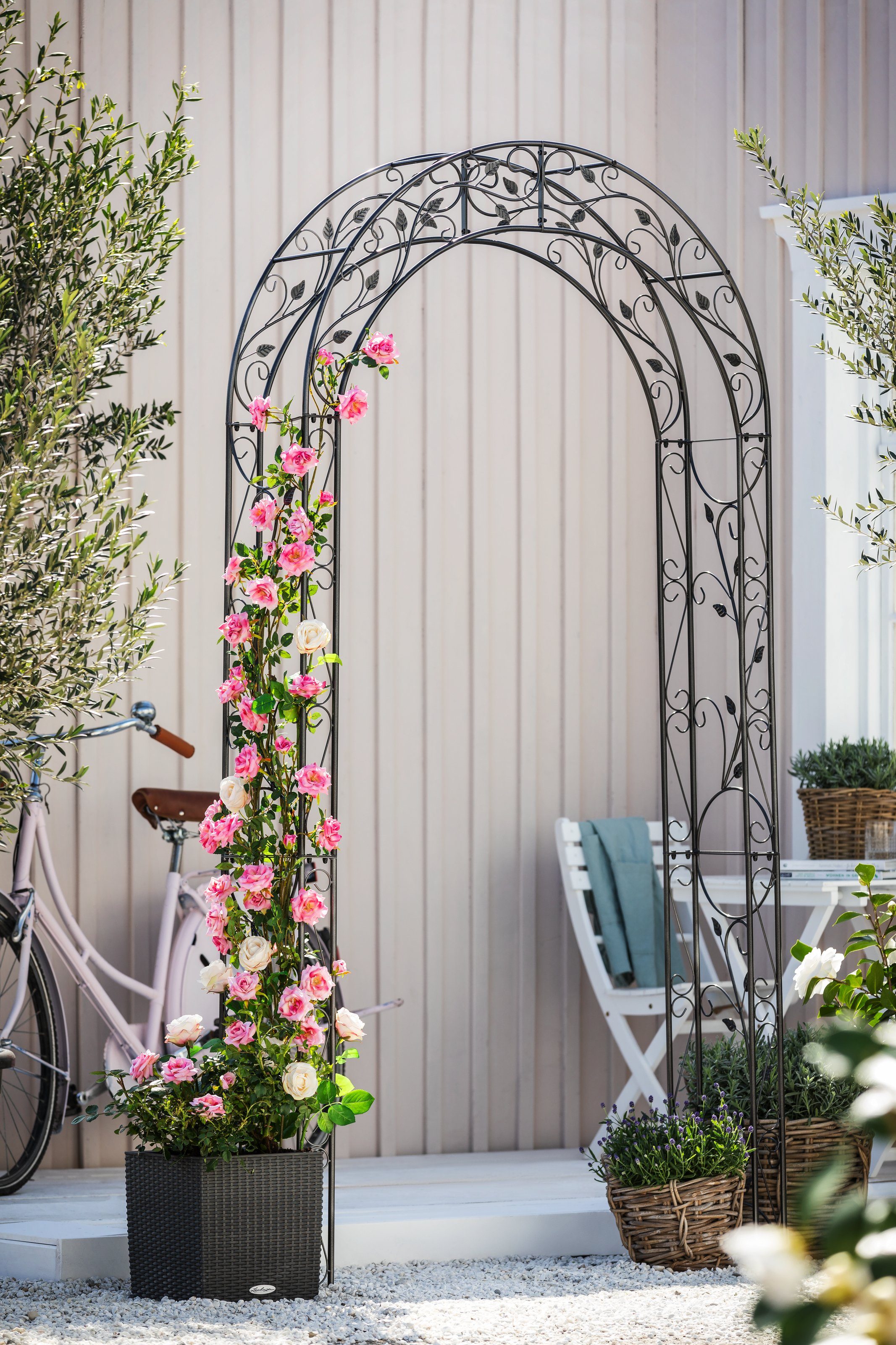 Dehner Rosenbogen Cornwall, 236 x 118 x 31 cm, Metall, nostalgische Rankhilfe für Rosen, wetterbeständig