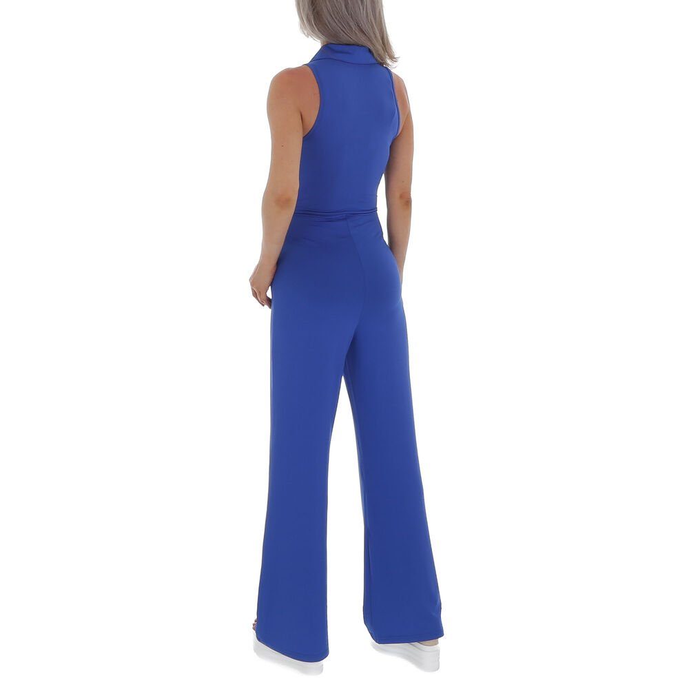 Ital-Design Overall Damen Party & Clubwear Marlene-Hose Stretch Langer  Jumpsuit in Blau