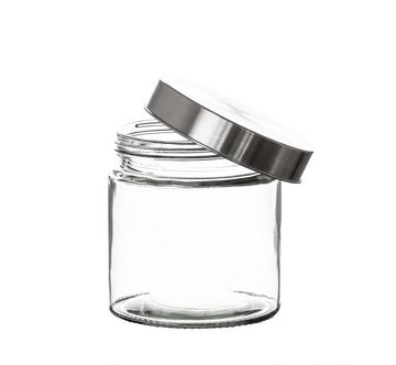 BigDean Vorratsdose Vorratsglas 0,85 L Glas Schraubglas Edelstahldeckel Vorratsgläser, Glas, (1-tlg)