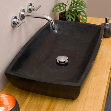 wohnfreuden Aufsatzwaschbecken Andesit Waschbecken MARA 70 cm schwarz (Kein Set), 53_40027