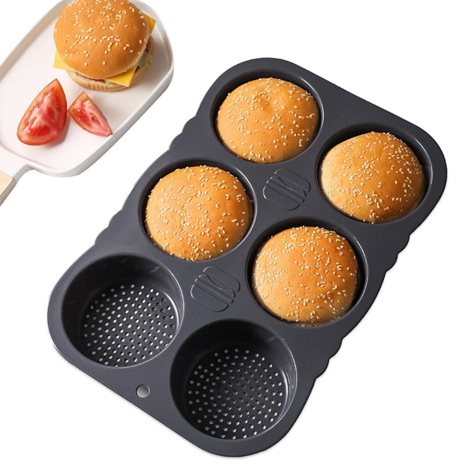 Backform Burger Buns Backform 6er-Set 10cm Ø rund Silikon