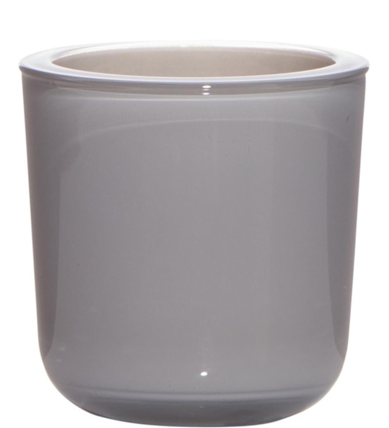 INNA-Glas Kerzenhalter Teelichthalter Nick aus Glas, grau, 7,5cm, Ø7,5cm