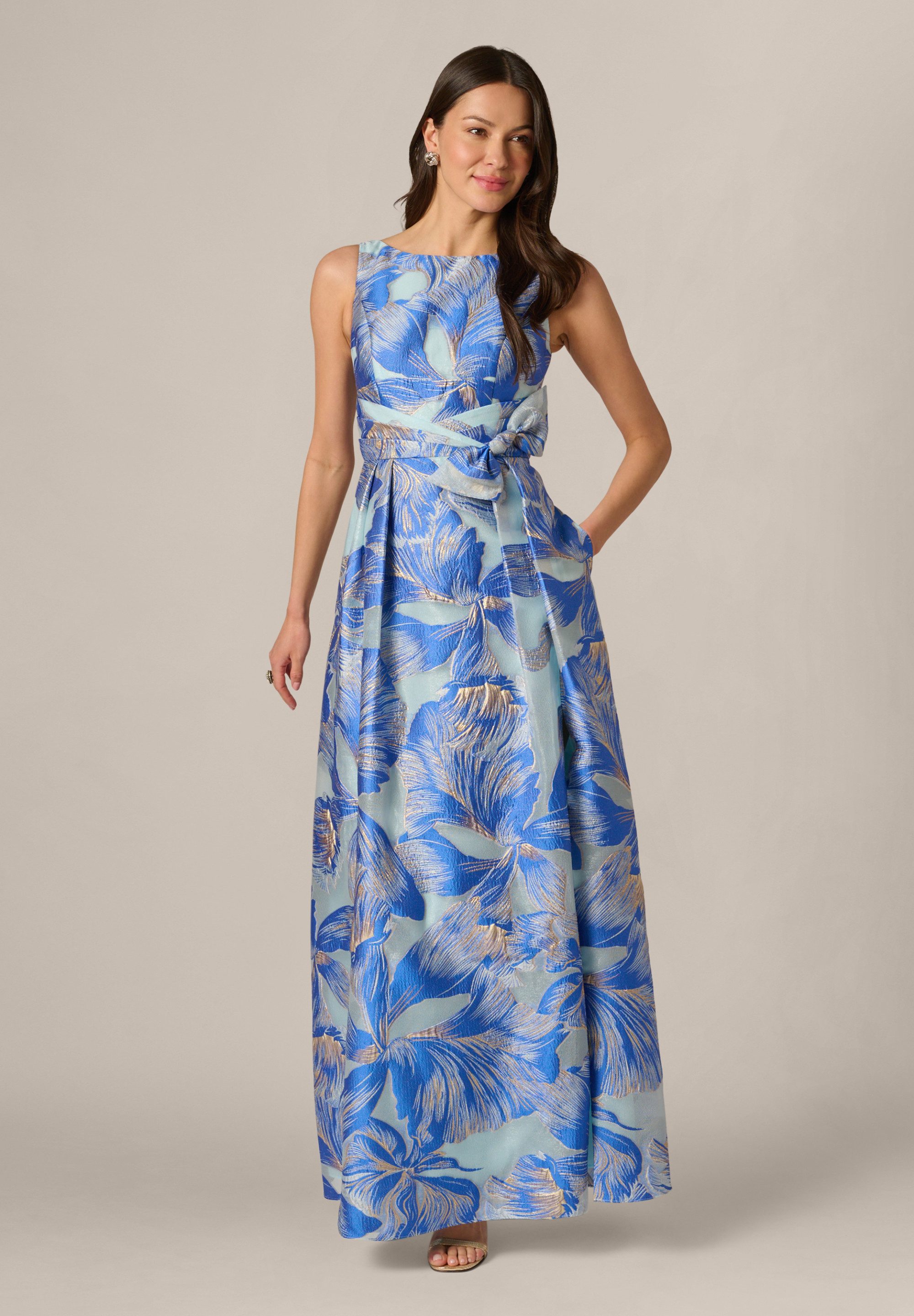Adrianna Papell Abendkleid Floral Organza Gown Luftiges, aus Organza gefertigtes, florales Metallic-Kleid