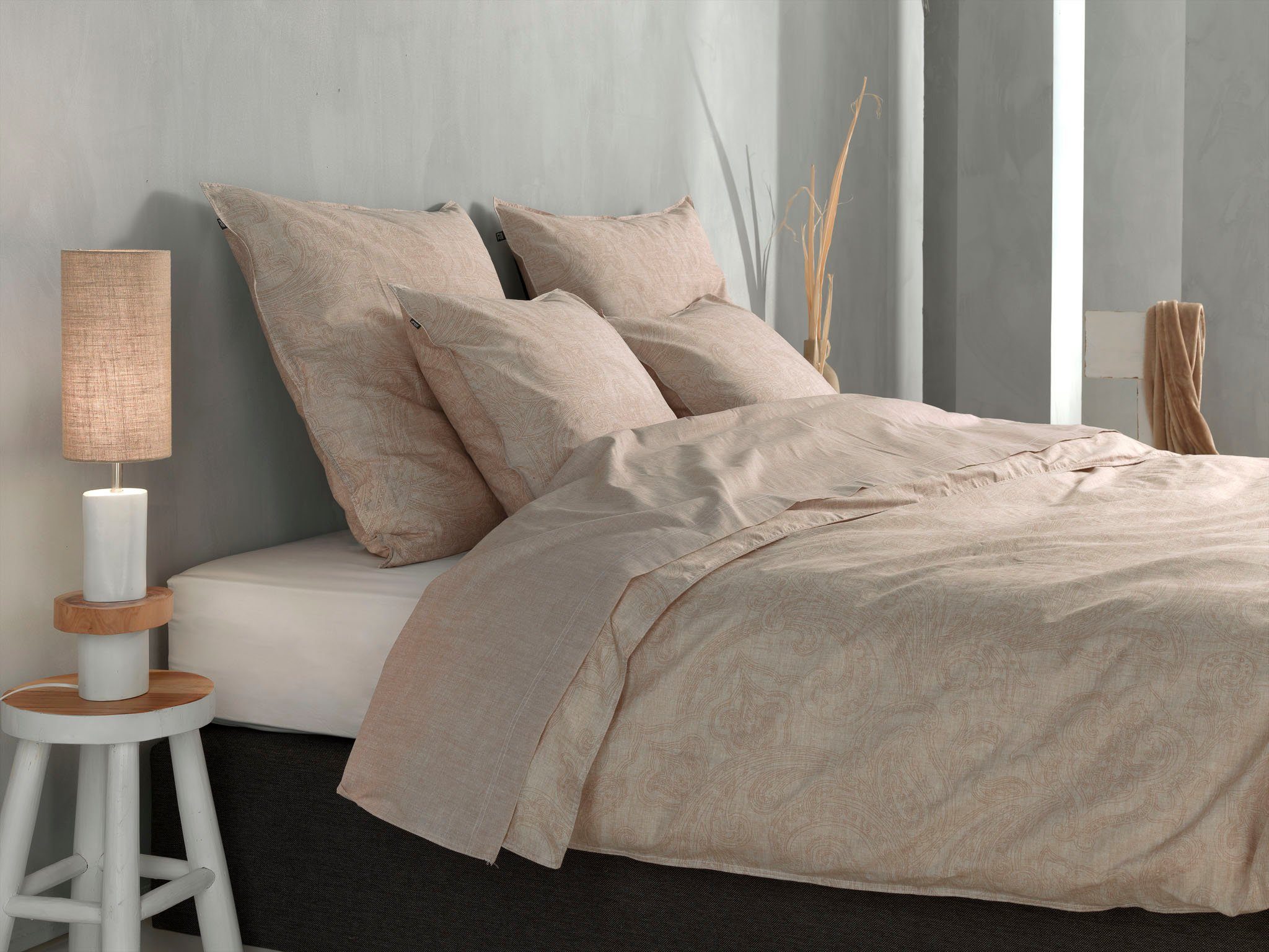 Bettwäsche Zo! Home Cotton Bettwäsche 200x200 Paisley di Lino Sandy beige natur