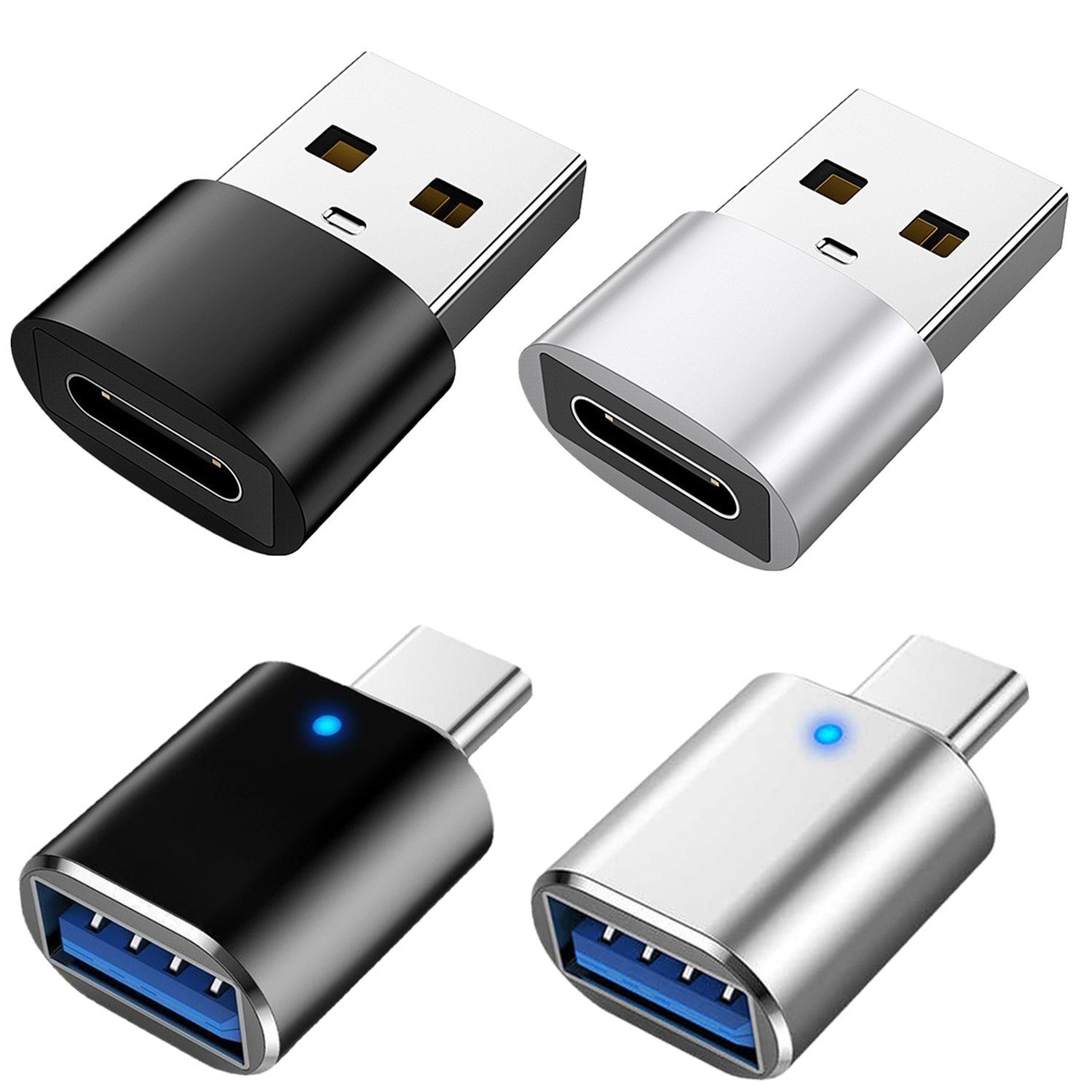 Olotos USB C auf USB A C 3.1 Adapter OTG USB-Stick Konverter schnell Aufladen USB-Adapter, für Handy iPhone Samsung MacBook USB-Typ-C-Geräte