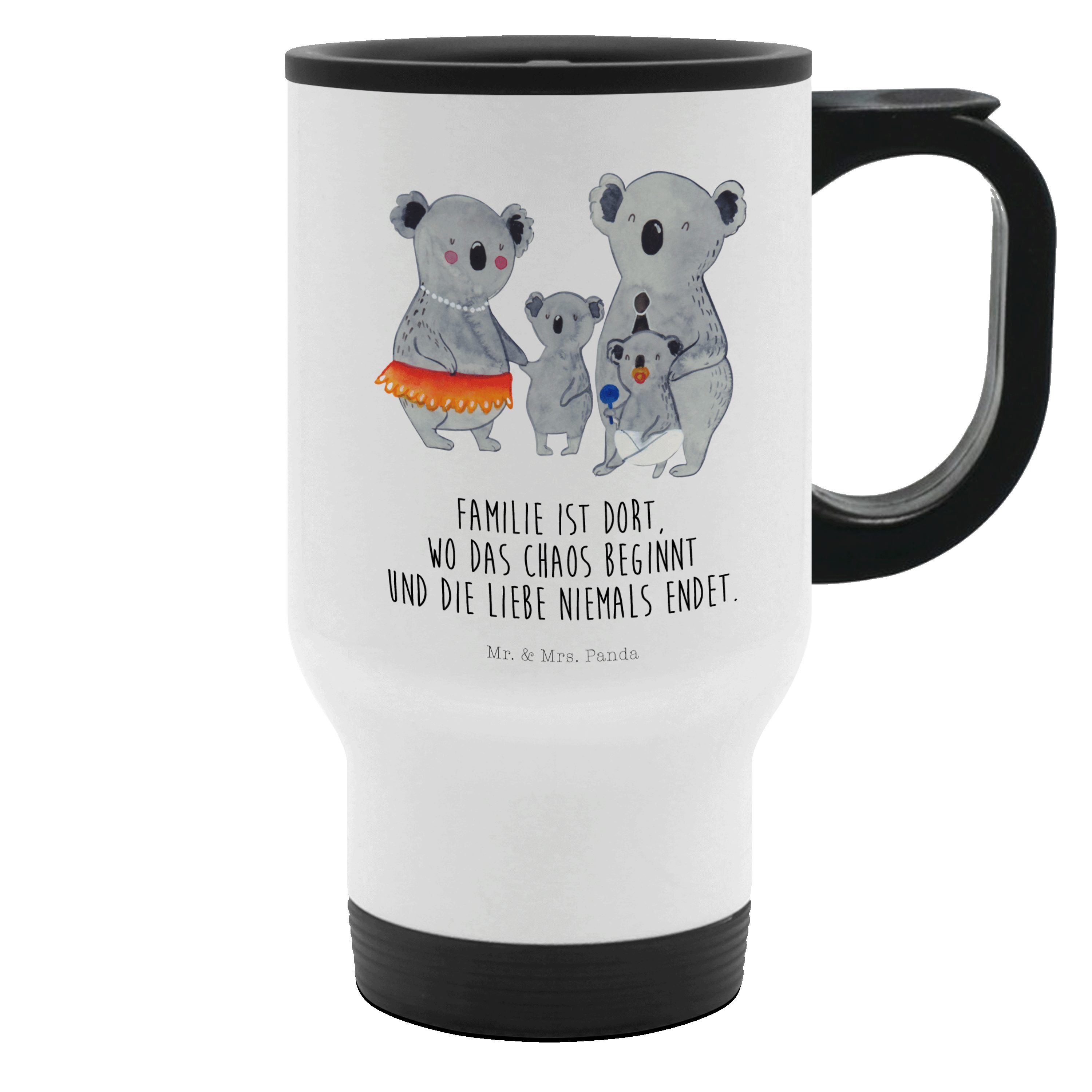 Tasse Panda Muttertag, Weiß Geschenk, Koala Thermobecher Familie Mrs. Warmhaltetasse, Mr. zum, Edelstahl & - -