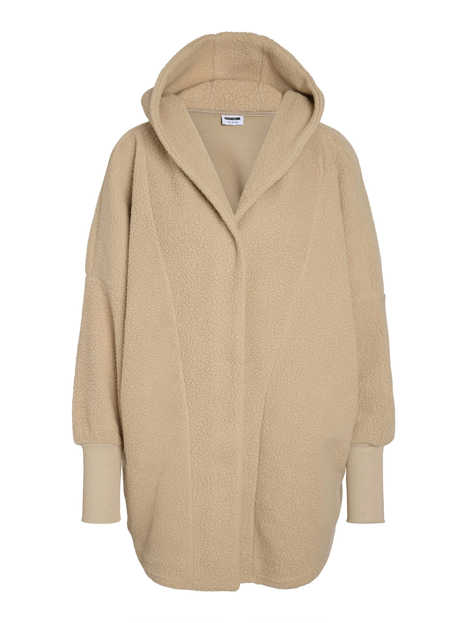 Noisy may Cardigan Teddyfleece Kapuze lockerer Schnitt offene Kanten (1-tlg) NMCOZY L/S LONG SHACKET W HOOD JRS NOOS