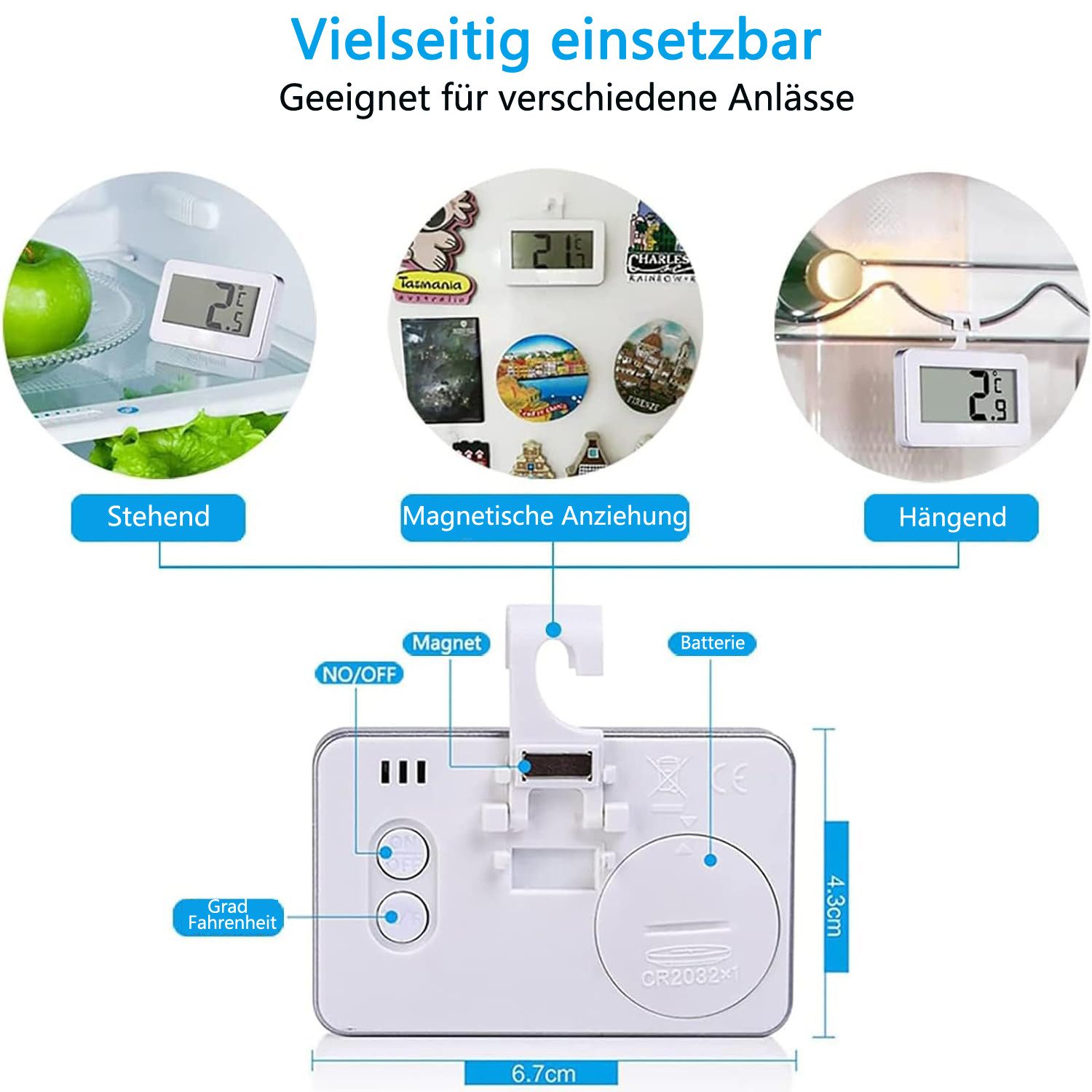 Minicloss Kühlschrankthermometer Digitale Thermometer kühlschrank Mit Gefrierfach Gut Lesbarem, Anzeige Lesen Perfekt für Lnnen/Außen/Home/Restaurants