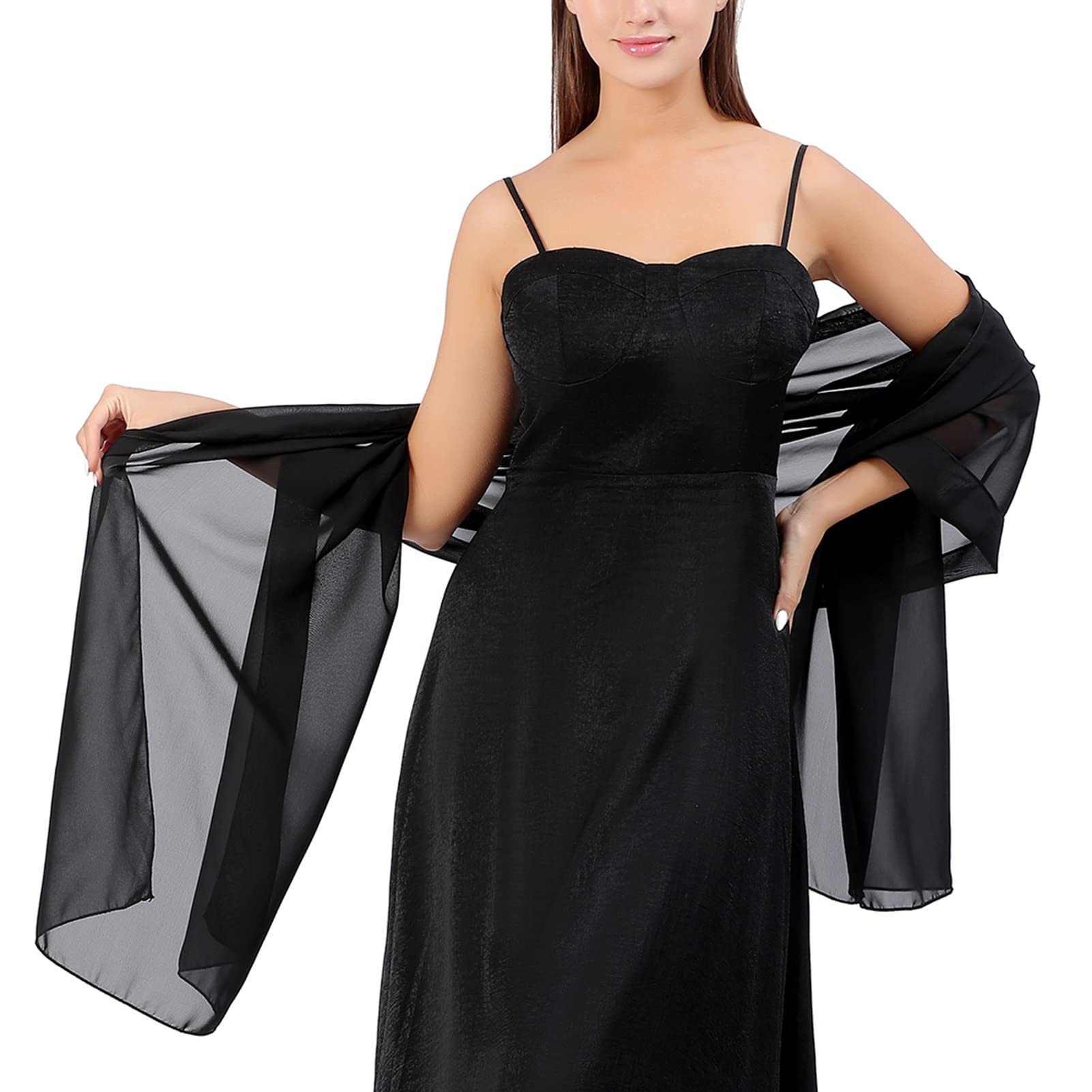 FOUORTUNATE-BEE Modeschal Elegante Damen-Stola aus Chiffon, leichter Schal für Abendkleider, Weicher Hochzeitsschal für Damen, dünner Umhang für Kleid & Party – Bild 5 von 5