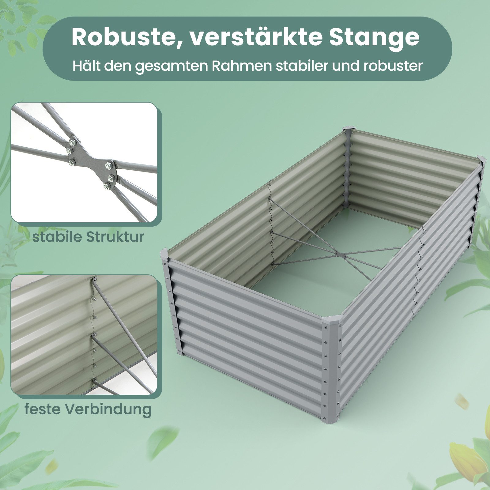 KOMFOTTEU Hochbeet, Gartenbeet mit Wellplatte und offenem Boden