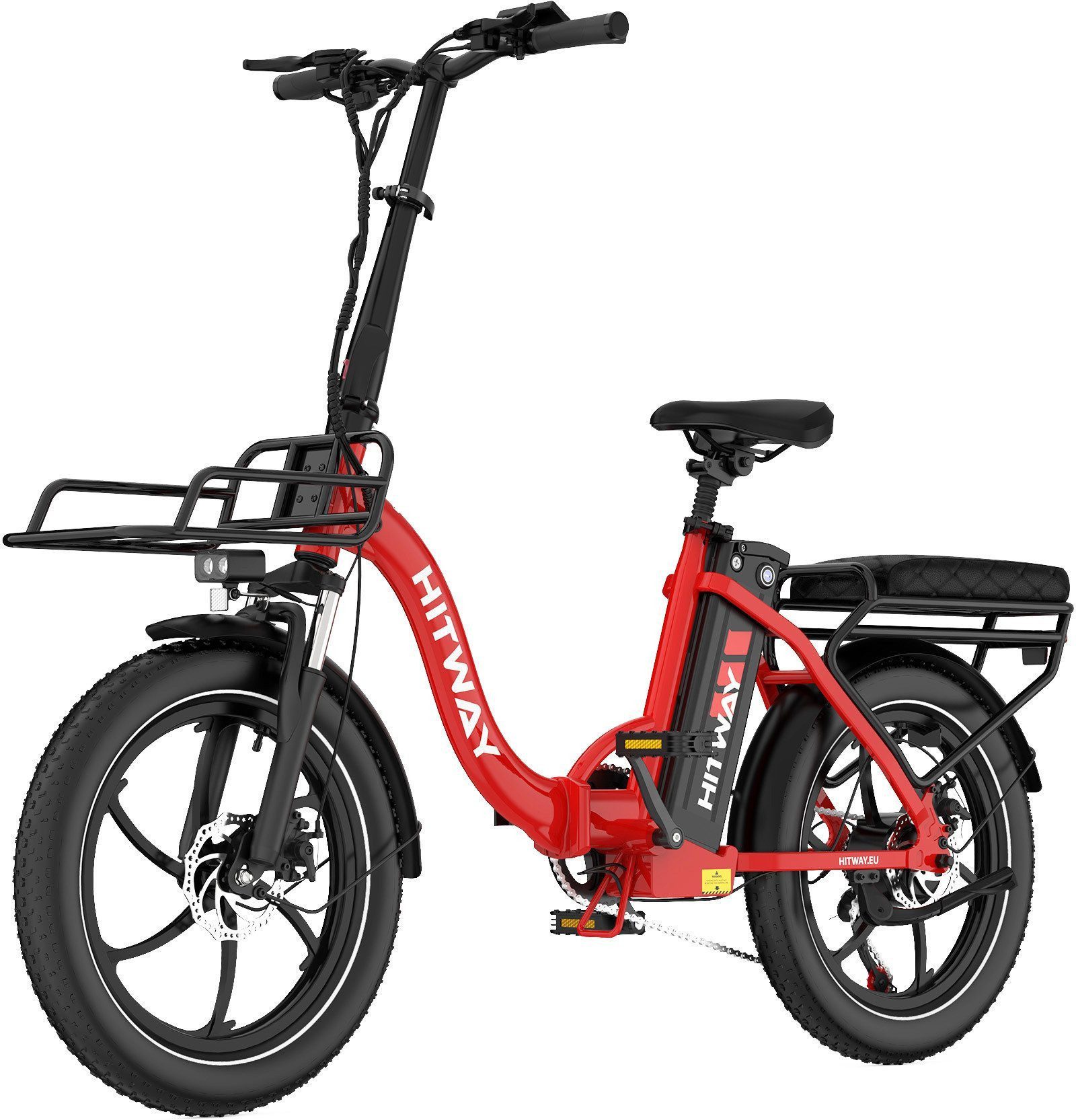 HITWAY E-Bike Cityrad 20*3,0 Zoll Elektrofahrrad 36V15,6Ah Akku bis zu 150km Reichweite, Shimano Schaltwerk, Heckmotor, 561,6 Wh, (mit AkkuLadegerät, mit Akku-Schlüssel, mitWerkzeug, Schloss), Klappfahrrad E Mountainbike für Damen u. Herren