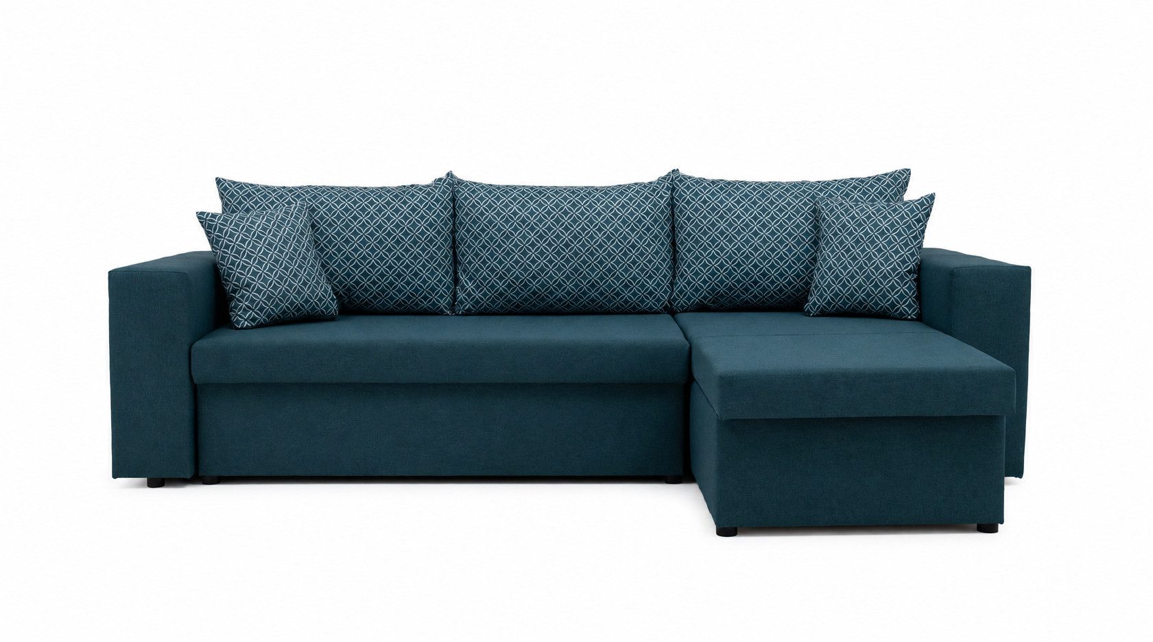 NACANAPA Ecksofa DOMINO, Kleine Ecksofa mit Schlaffunktion und zwei Bettkasten, Liegefläche 140x200 cm, Universelle Ecklösung, 2 Bettzeugcontainer, große Liegefläche 140x200 cm