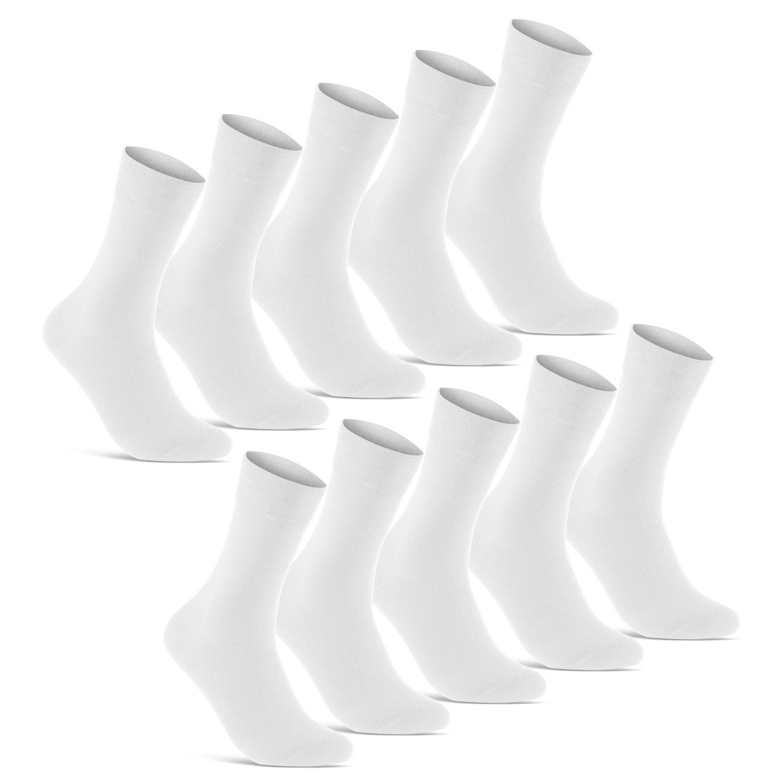 Socken mit Komfort Line) - Business-Socken Damen (Exclusive sockenkauf24 70101T gekämmter (Weiß, Socken Baumwolle & 10 aus Premium 43-46) WP Herren 10-Paar, Pique-Bund Paar