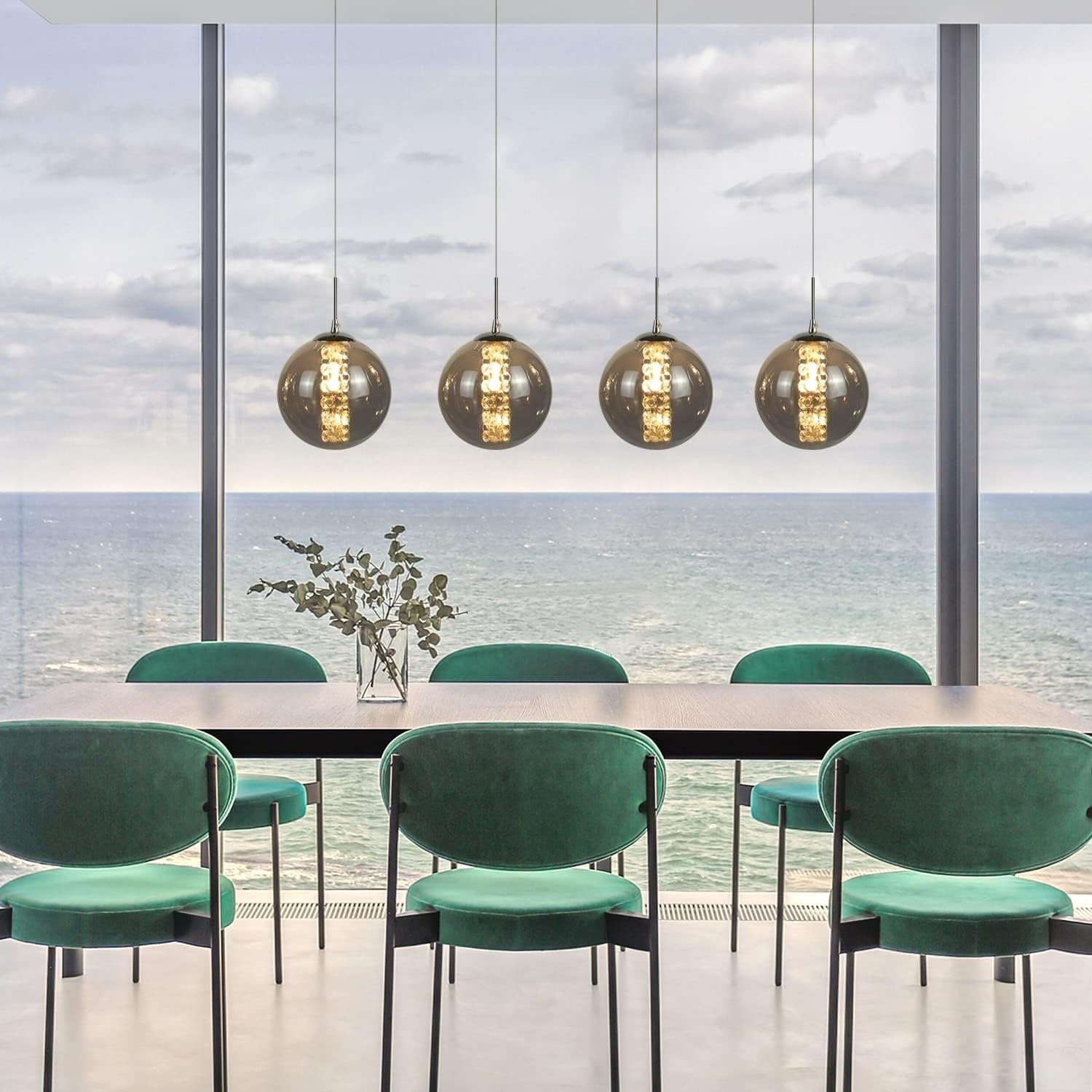 Nettlife Pendelleuchte G9 Pendelleuchte 3-flammig Bernstein/Grau Glas, Höhe günstig online kaufen