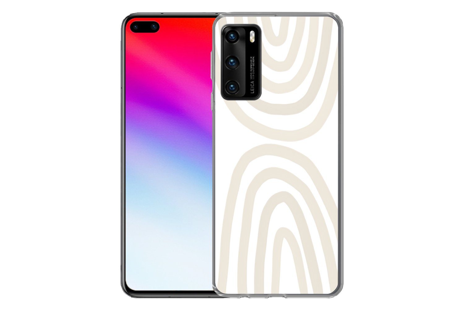 MuchoWow Handyhülle für Huawei P40 Regenbogen - Pastell - Design - Abstrakt, Handy Case, Silikon, Bumper Case Dünn