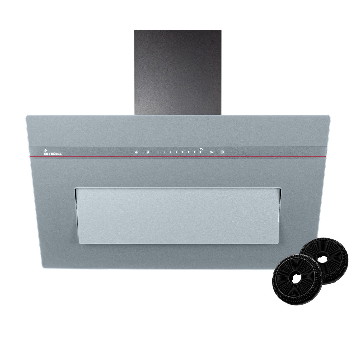KKT KOLBE Wandhaube Dunstabzugshaube 80cm PLOOM8005G RGBW Ambientebeleuchtung Kopffrei / 80cm / Smarte WiFi-App / Grau / Glas / Schräghaube