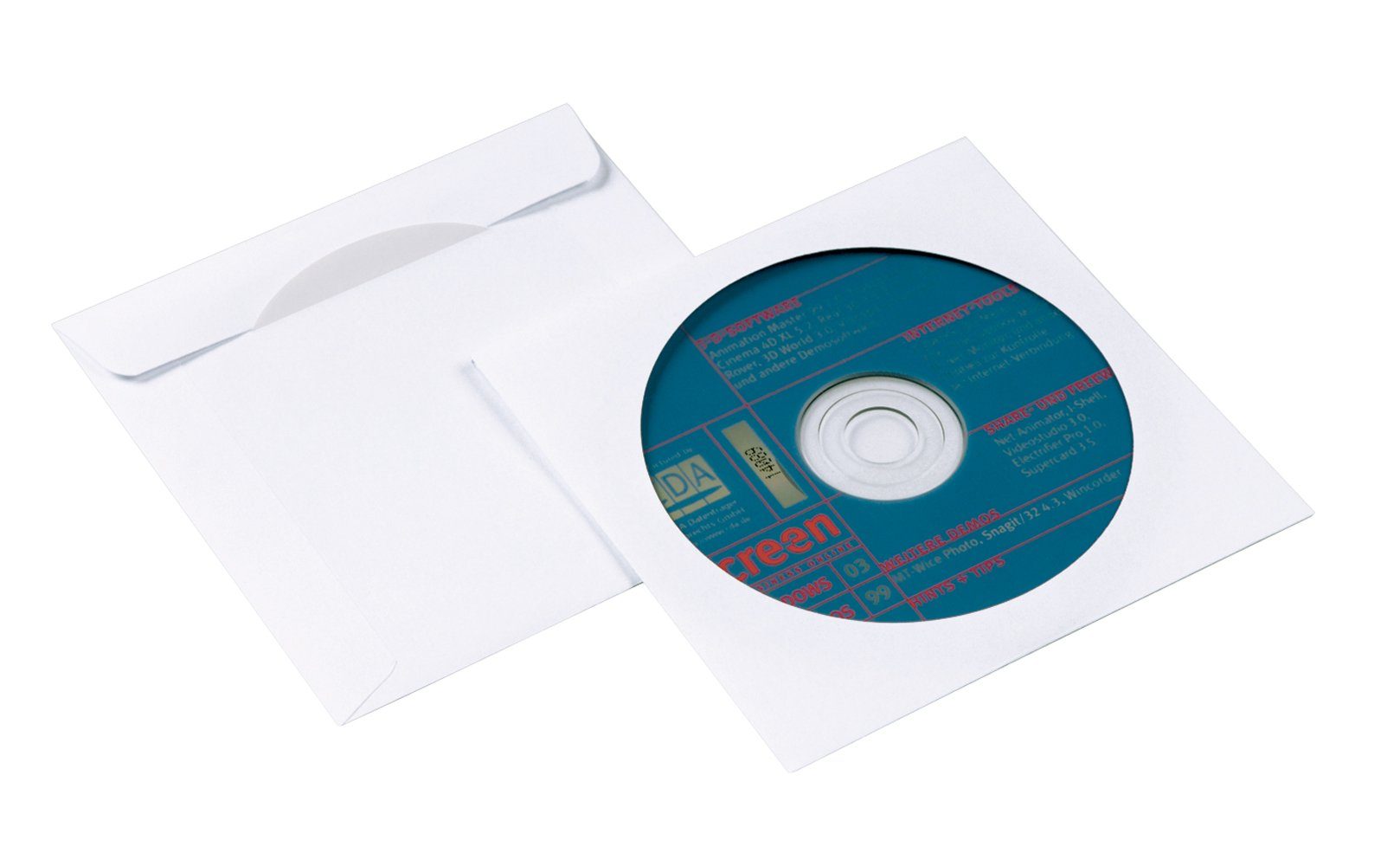 NIPS CD-Hülle CD/DVD-Papierhüllen (25 Stück), mit Steckverschluss, transparentes Sichtfenster