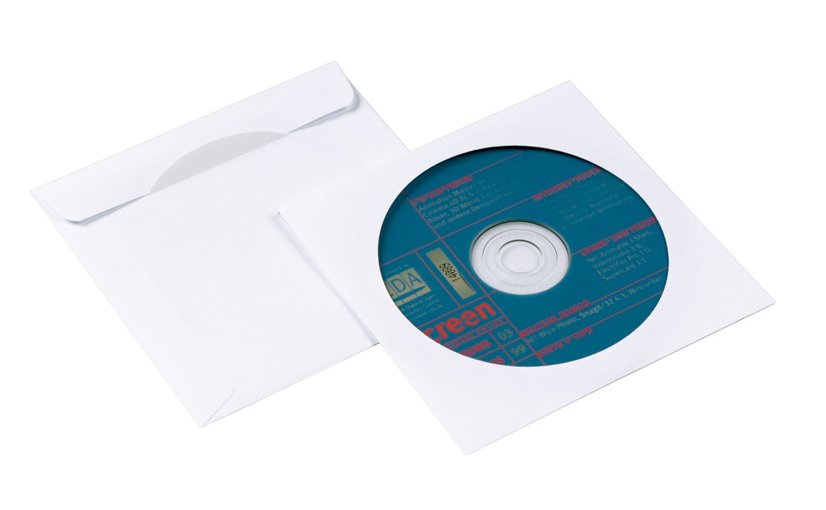 NIPS CD-Hülle CD/DVD-Papierhüllen (25 Stück), mit Steckverschluss,  transparentes Sichtfenster