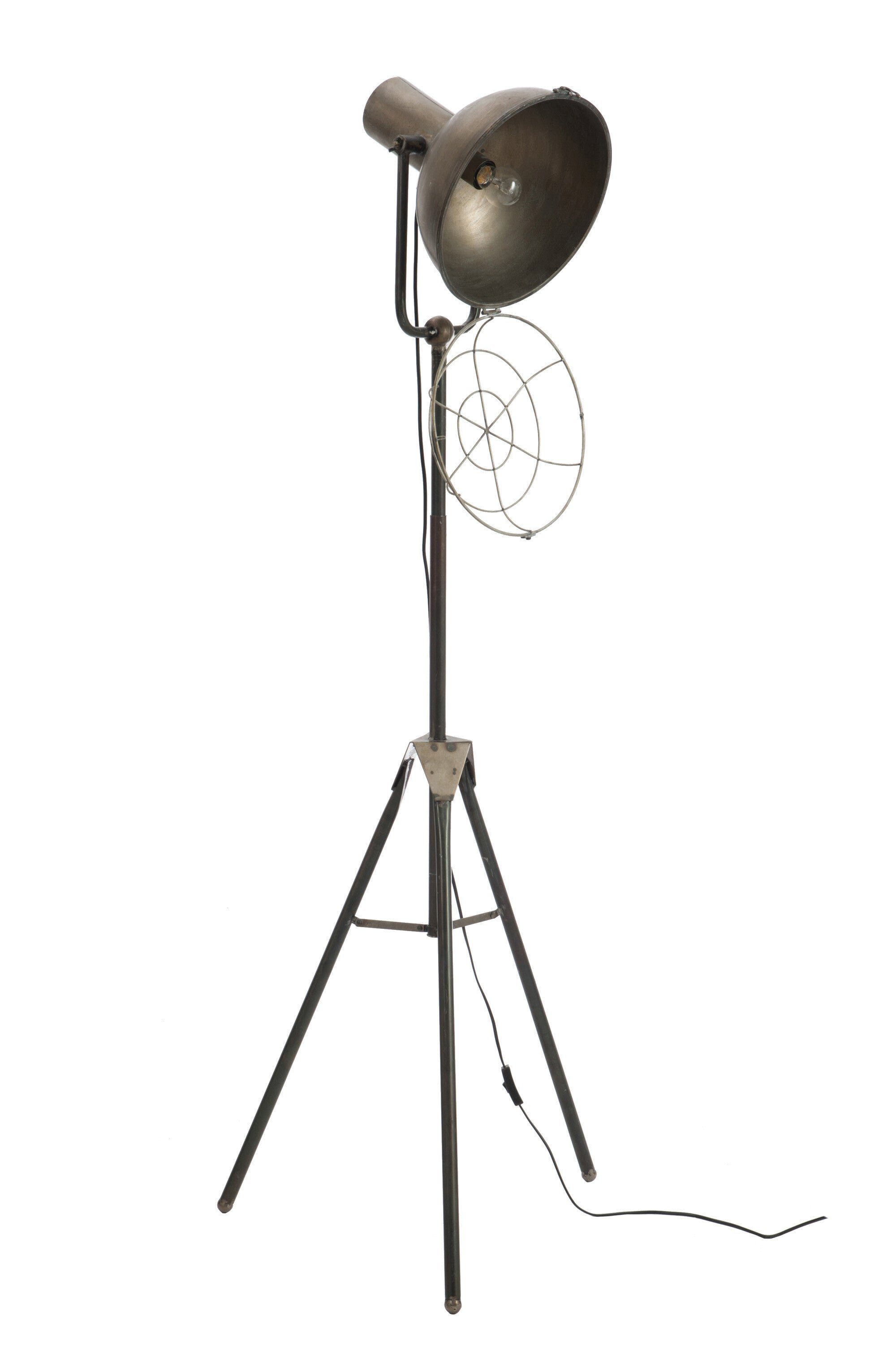 Antike Dekoobjekt aus Handgefertigte Design Rundes - GILDE in - Metall Standlampe Grau