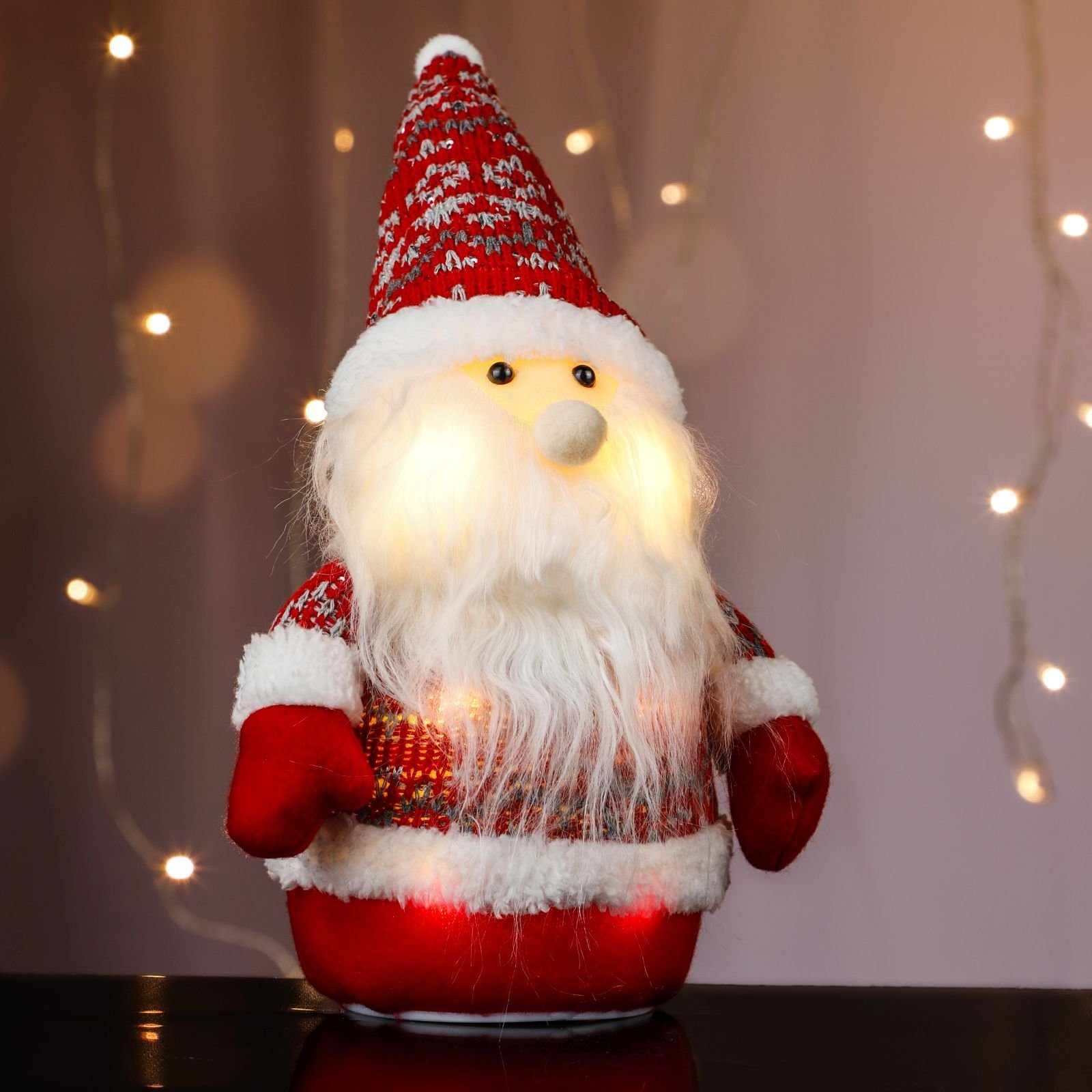 Haushalt International Weihnachtsfigur, - 25 cm LED - Weihnachtsmann Weihnachtsdeko - Batterien Inkl