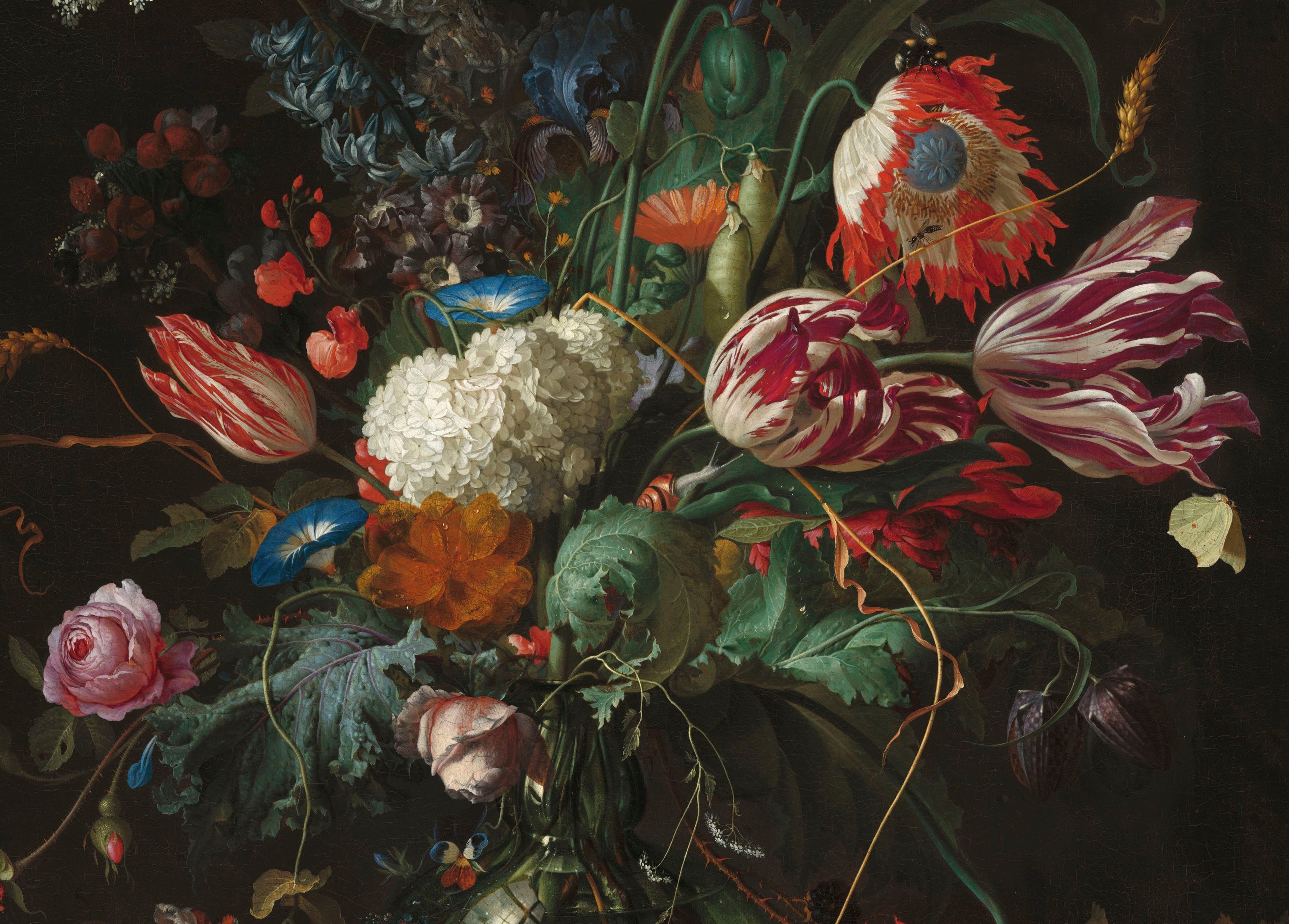 Heem, Ausschnitt, de for of Flowers, Blumen Vase home Davidsz the Jan Art Leinwandbild