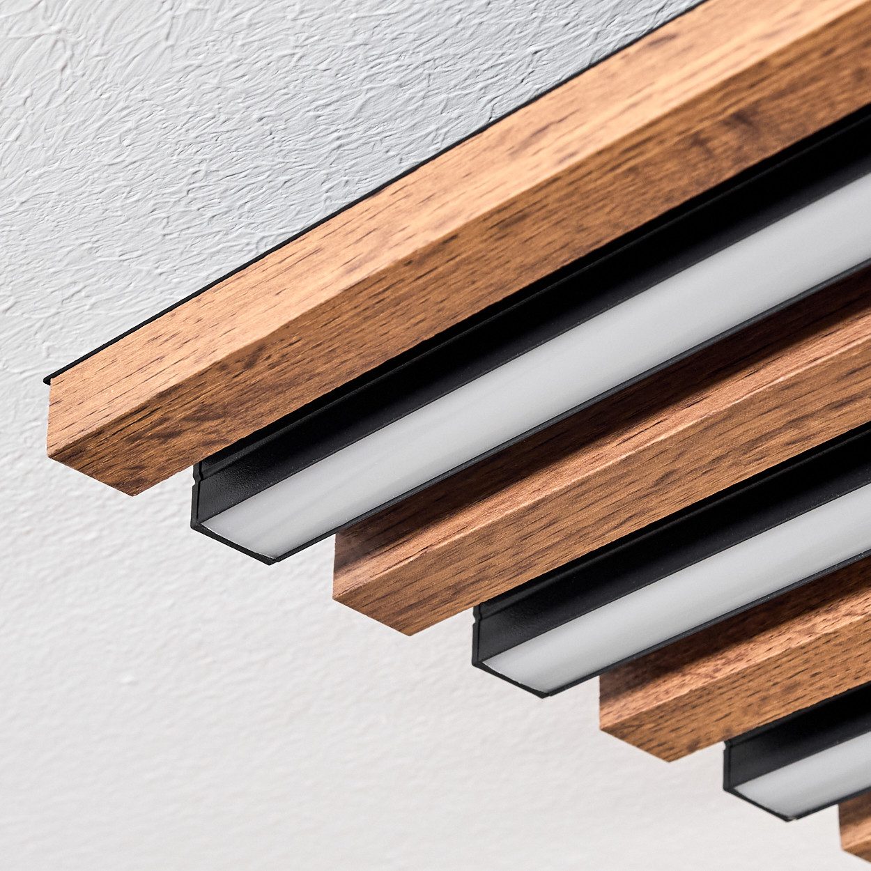 hofstein Deckenleuchte dimmbare Deckenlampe aus Metall/MDF/Kunststoff in Weiß/Naturfarben, ohne Leuchtmittel, Deckenpanel mit Fernbedienung, flache Deckenleuchte, CCT einstellbar