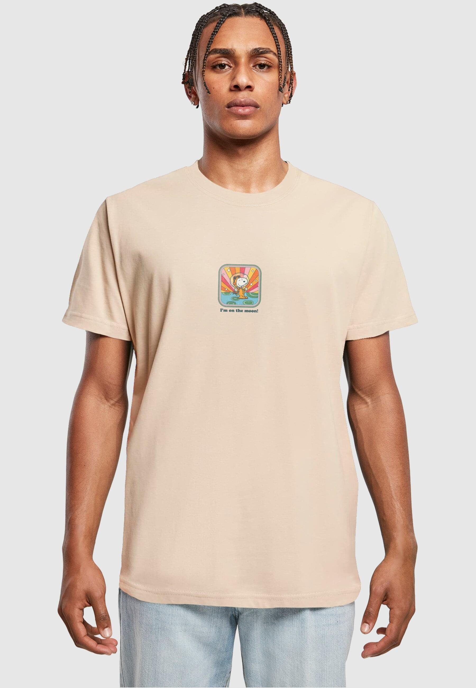 Neck the (1-tlg) - Merchcode Peanuts moon Herren sand T-Shirt I'm on Round T-Shirt