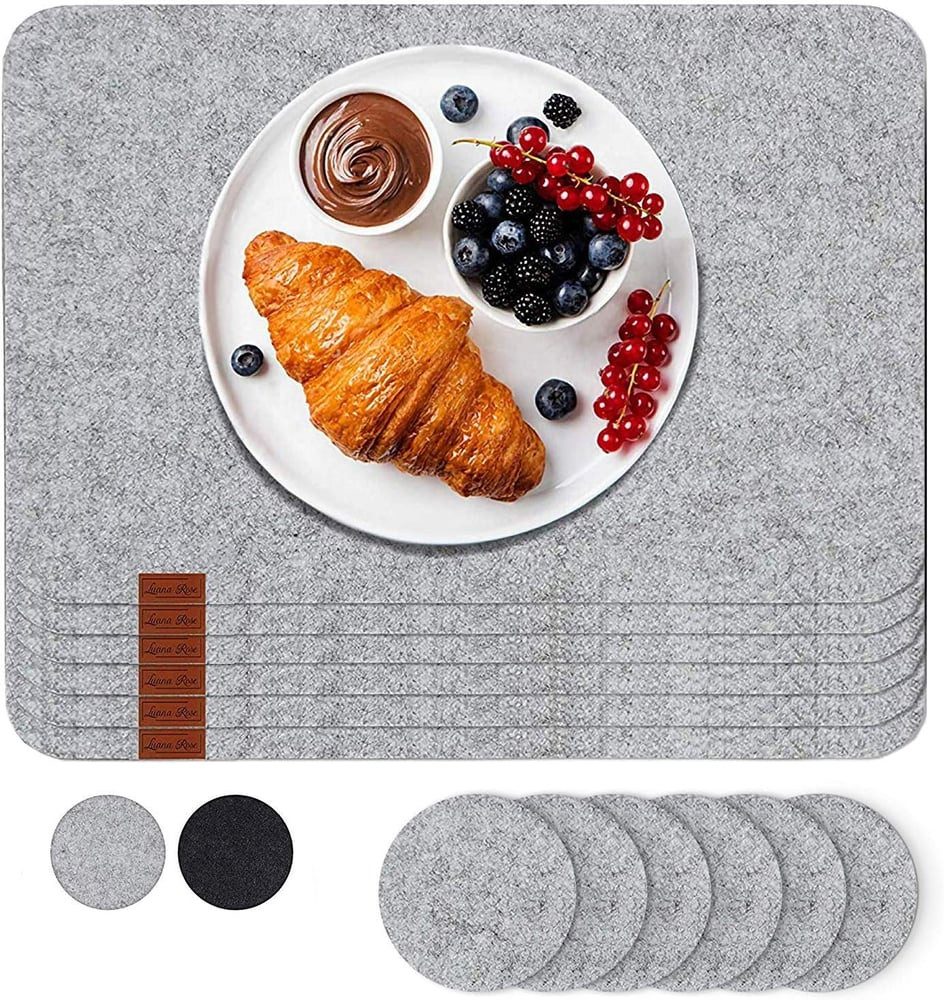 Luana Rose Platzset aus Filz 12-er Set in Hell grau, 44x32 cm - Hochwertige Platzdeckchen abwaschbar – Bild 4 von 5