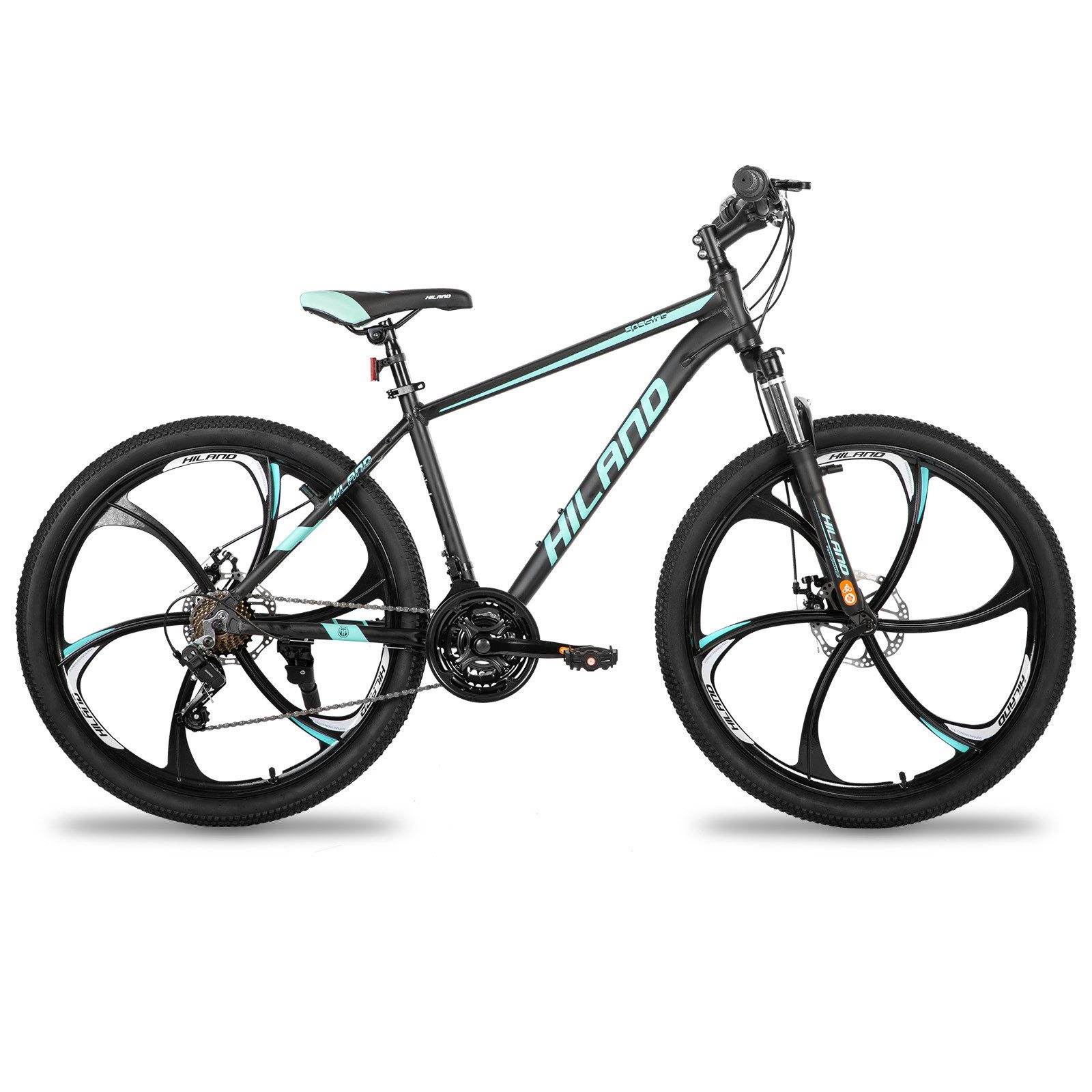 HILAND Mountainbike 26 Zoll Mountainbike MTB für Jugendliche Fahrrad Herren Damen Jungen, mit Aluminiumrahmen Scheibenbremse Federgabel 6 Speichenräder