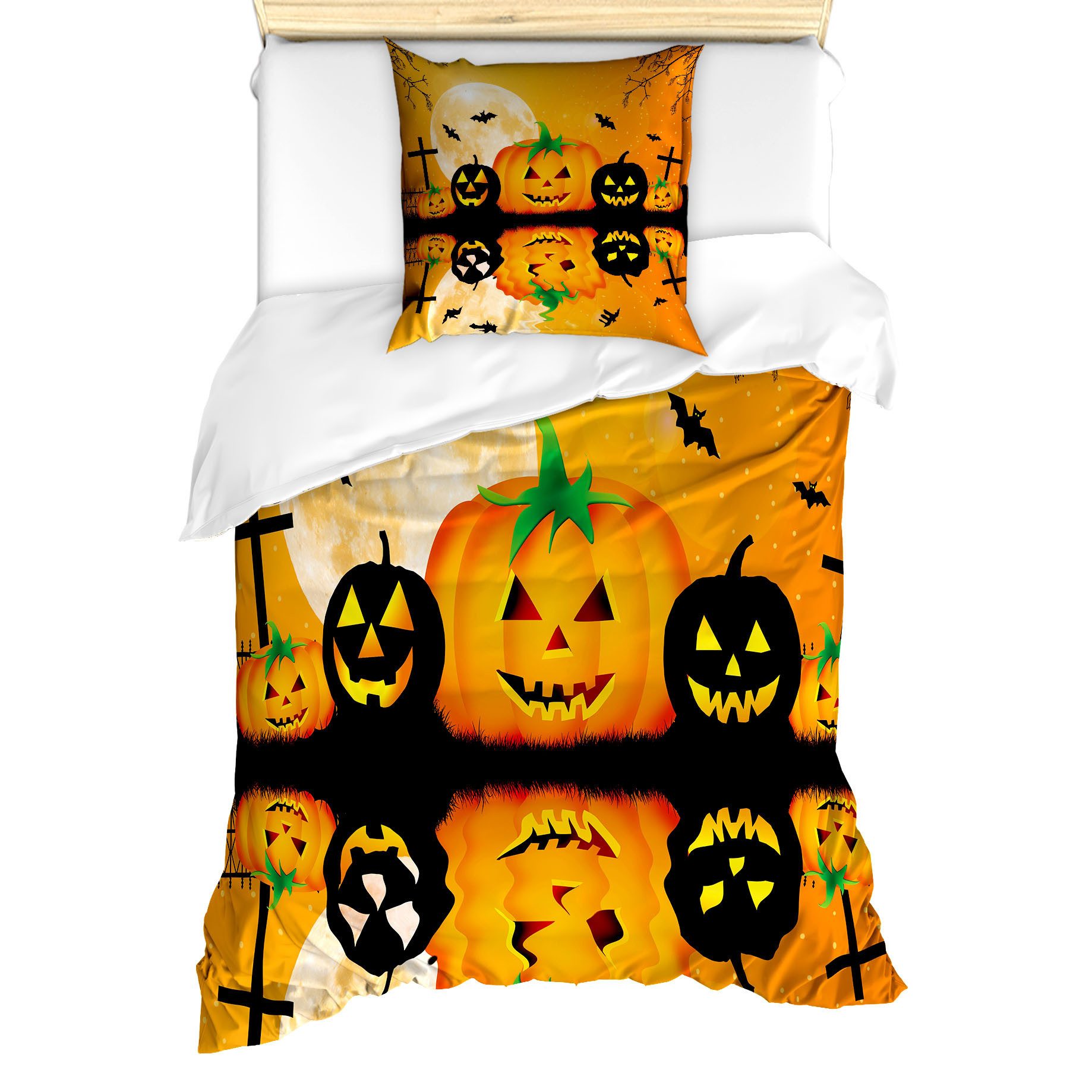 Abakuhaus Bettwäsche Milbensicher Allergiker geeignet mit Kissenbezug, Microfaser, Halloween Scary Pumpkin