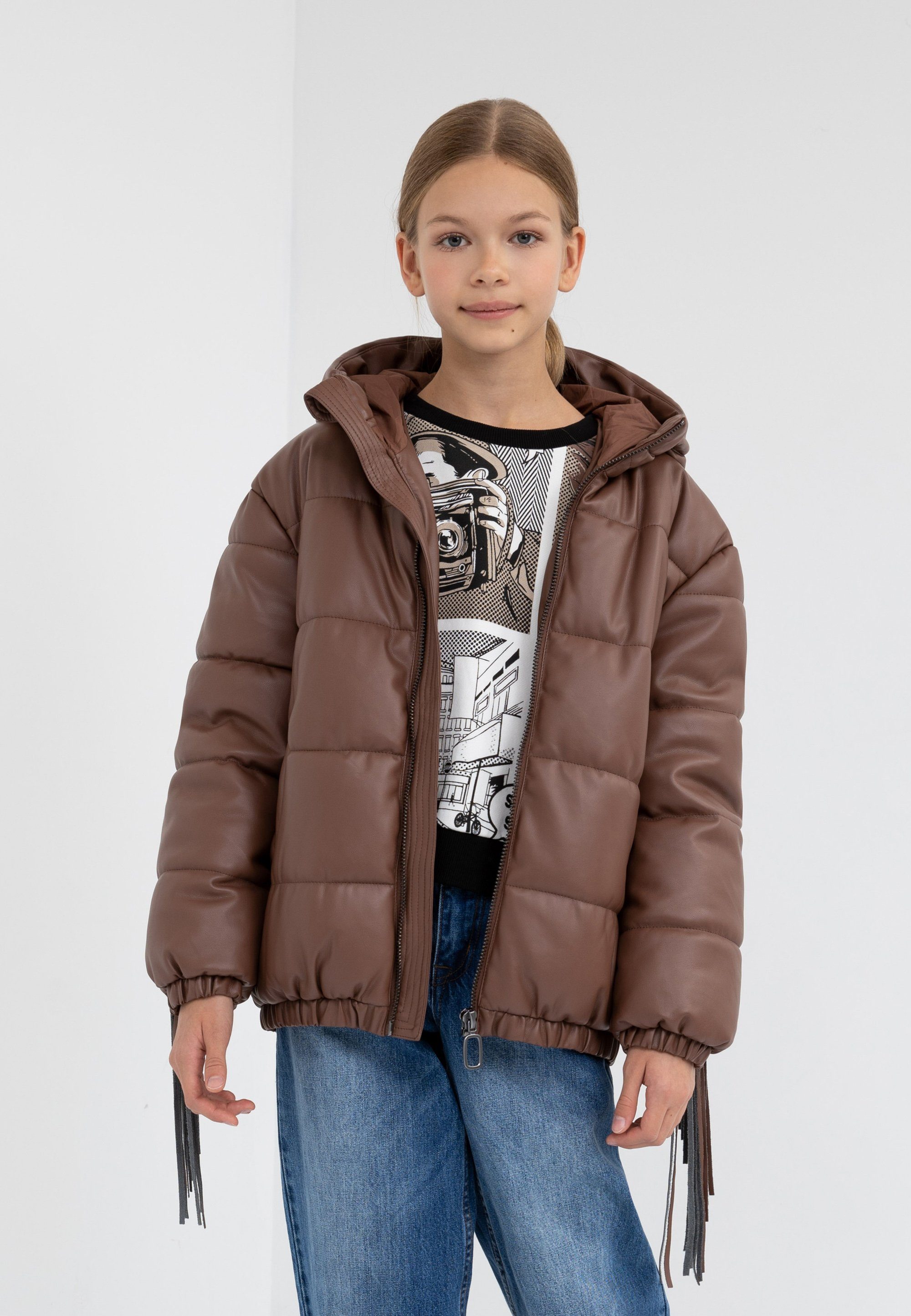 Gulliver Steppjacke aus Kunstleder mit Kapuze günstig online kaufen