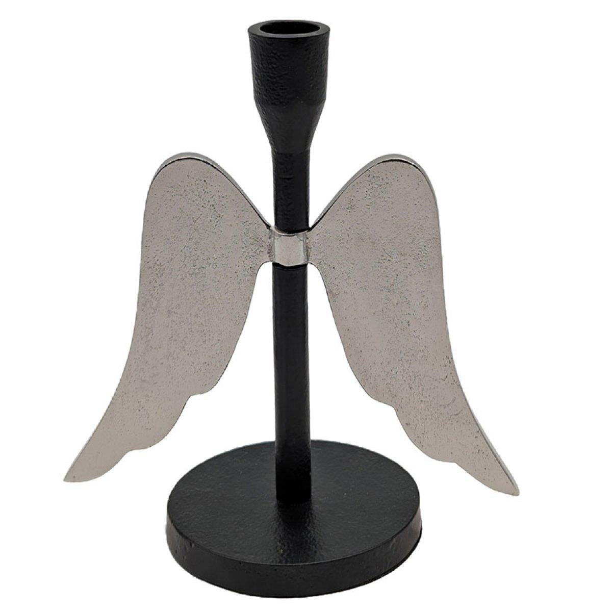Lambert Windlicht Kerzenleuchter Cassiel Engel Schwarz Silber (22cm)